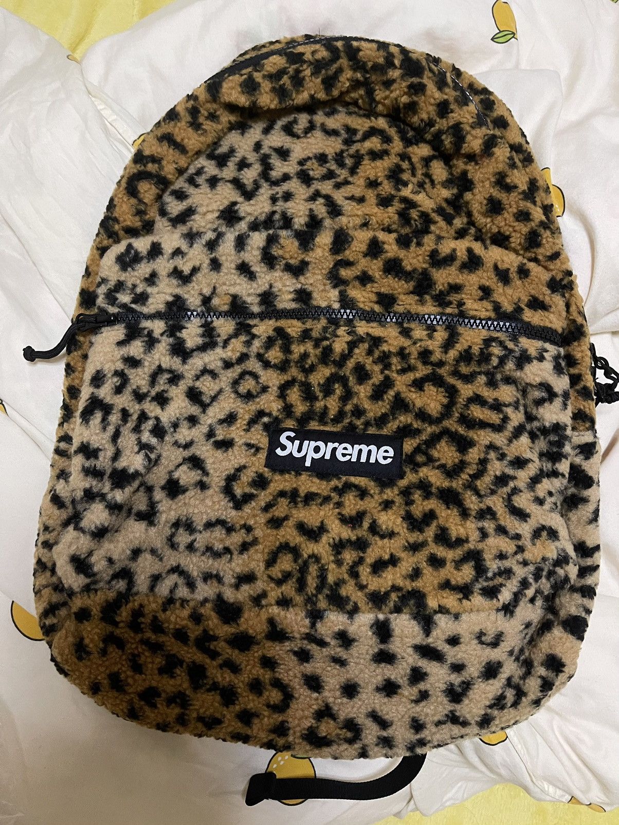 image of Supreme Leopard Fleece Backpack Bag, Men's