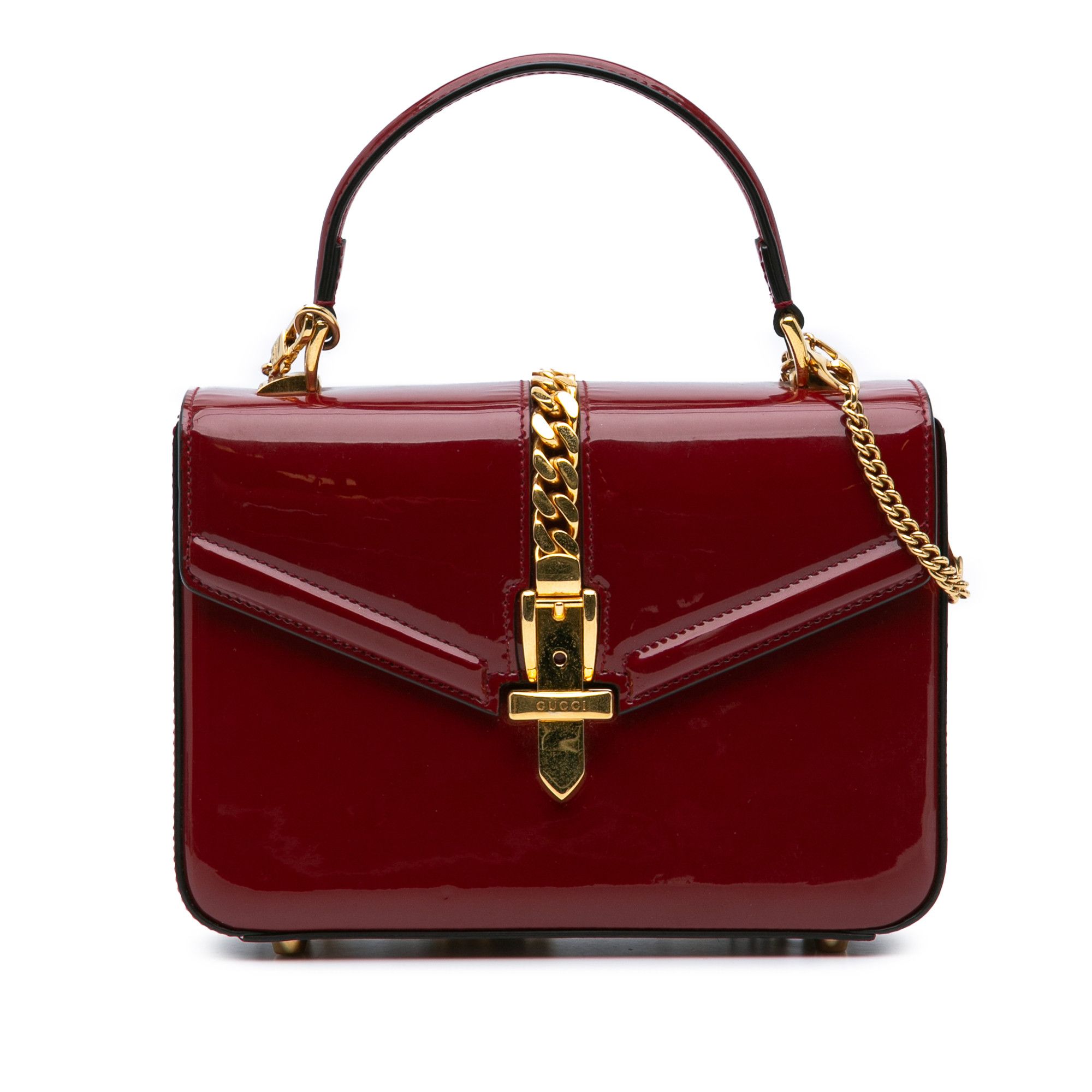 Gucci Mini Patent Sylvie 1969 Top Handle Bag in Red, Women's