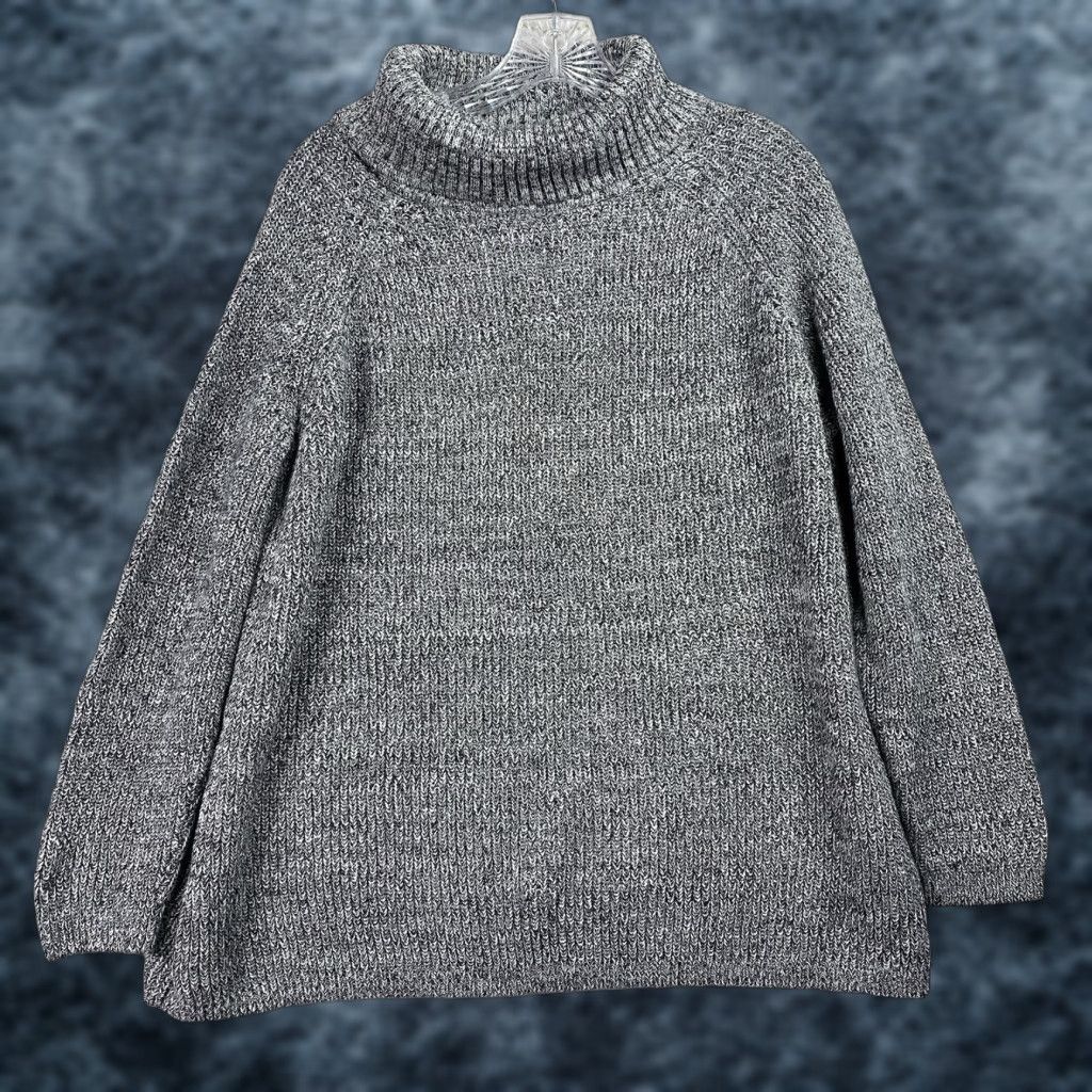 Coldwater Creek Coldwater Creek Pullover Shirt Womens L Petite Black Space Dye Turtleneck Cable Knit Size L / US 10 / IT 46 - 1 Thumbnail