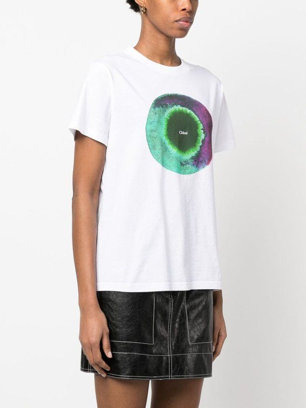 Chloe o1y0825 Short Sleeves T-Shirt in White Size XS / US 0-2 / IT 36-38 - 4 Thumbnail