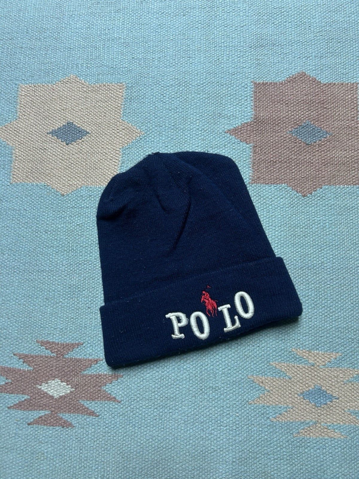 Vintage Vtg polo Ralph Lauren knit beanie winte spell out horse OSFA Size ONE SIZE - 1 Thumbnail