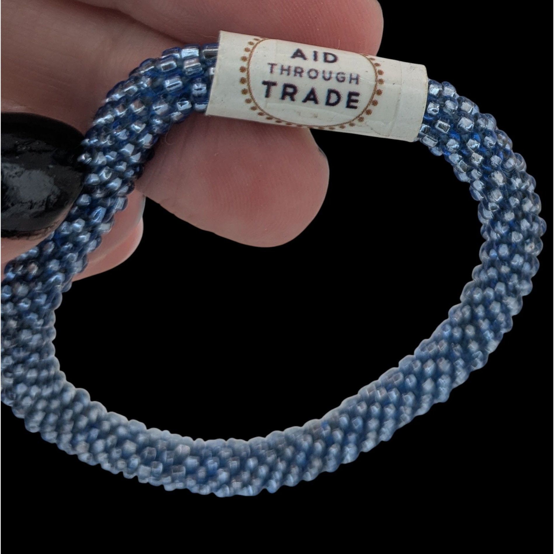 Other Aid Through Trade Roll-On Bracelet Navy Blue Glass Beads Han Size ONE SIZE - 4 Thumbnail