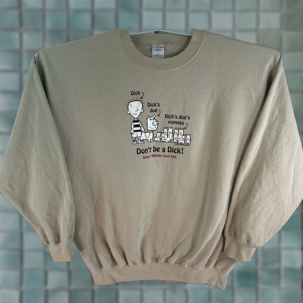 Gildan Don't Be a Dick Spay & Neuter Your Dogs Sweatshirt Mens 2XL Beige Snoopy Graphic Gildan Heavyweight Pullover Dog Theme Size US XXL / EU 58 / 5 - 1 Thumbnail
