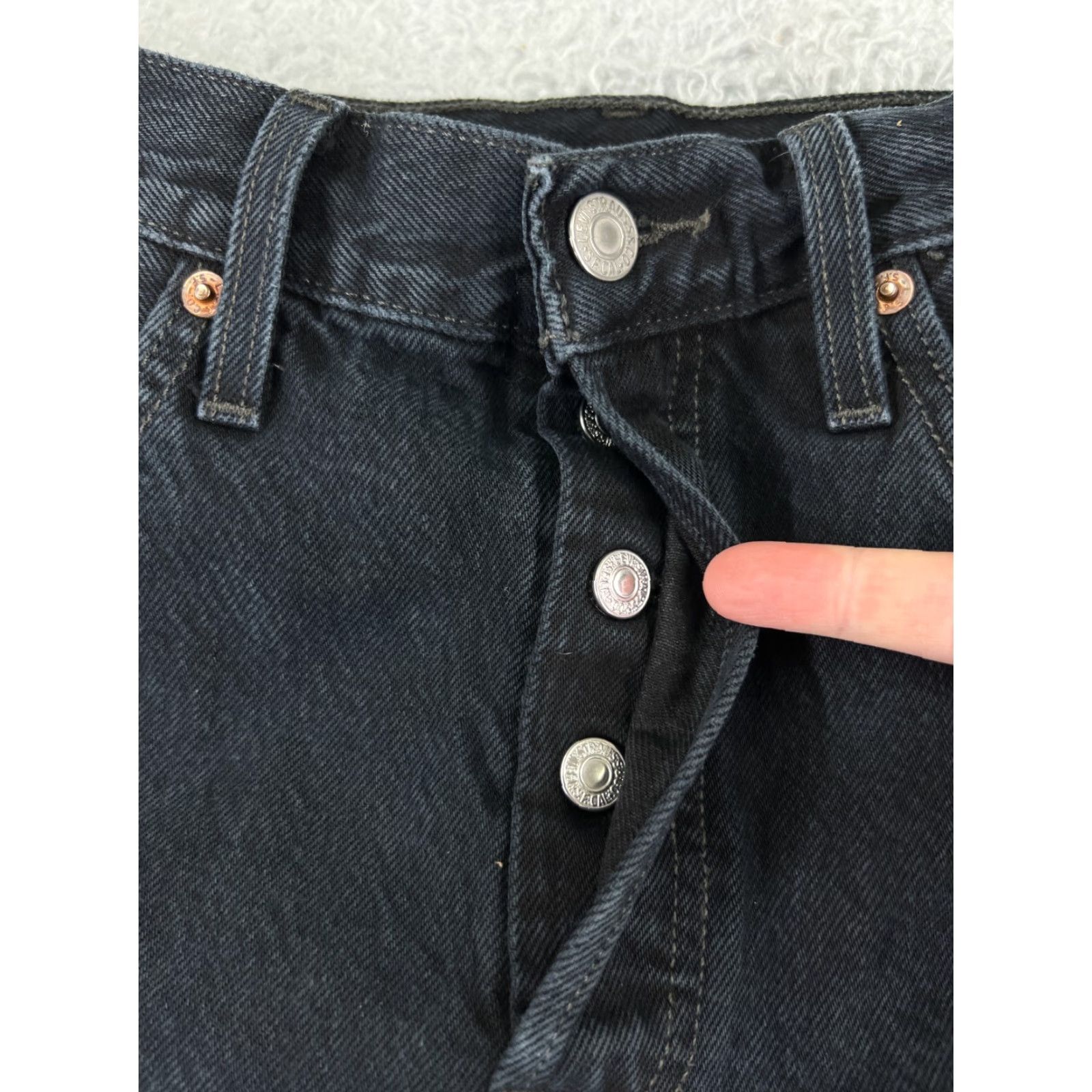 Levi's Levi's Jeans Adult 29 Black Denim 501XX Button Fly Distressed Slim Womens Size 29" - 5 Thumbnail