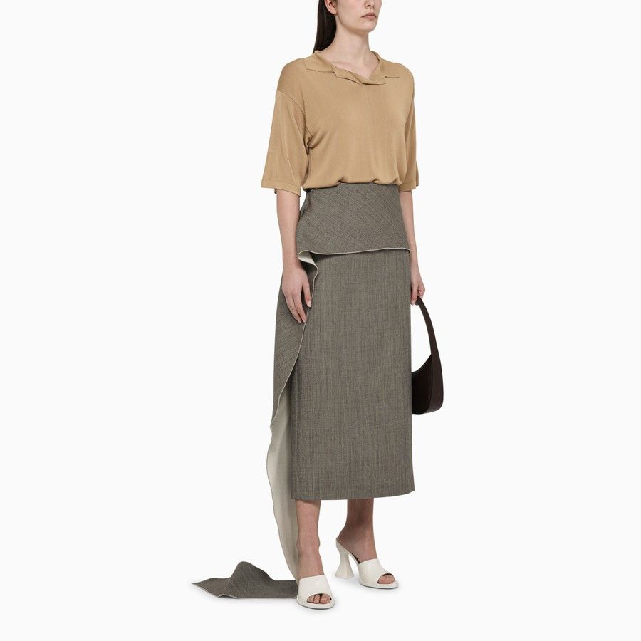 The Row o1d2blof1024 Wool Skirt With Side Train in White & Black Size 27" / US 4 / IT 40 - 2 Thumbnail