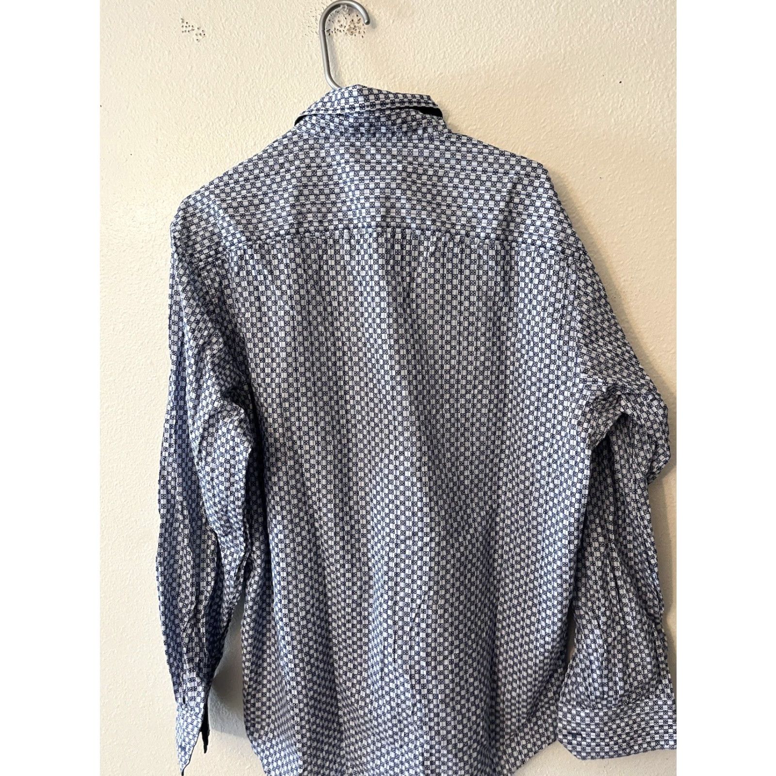 BUGATCHI Bugatchi Uomo Mens Shirt Large Blue Geometric Button Down Long Sleeve Size US L / EU 52-54 / 3 - 2 Thumbnail