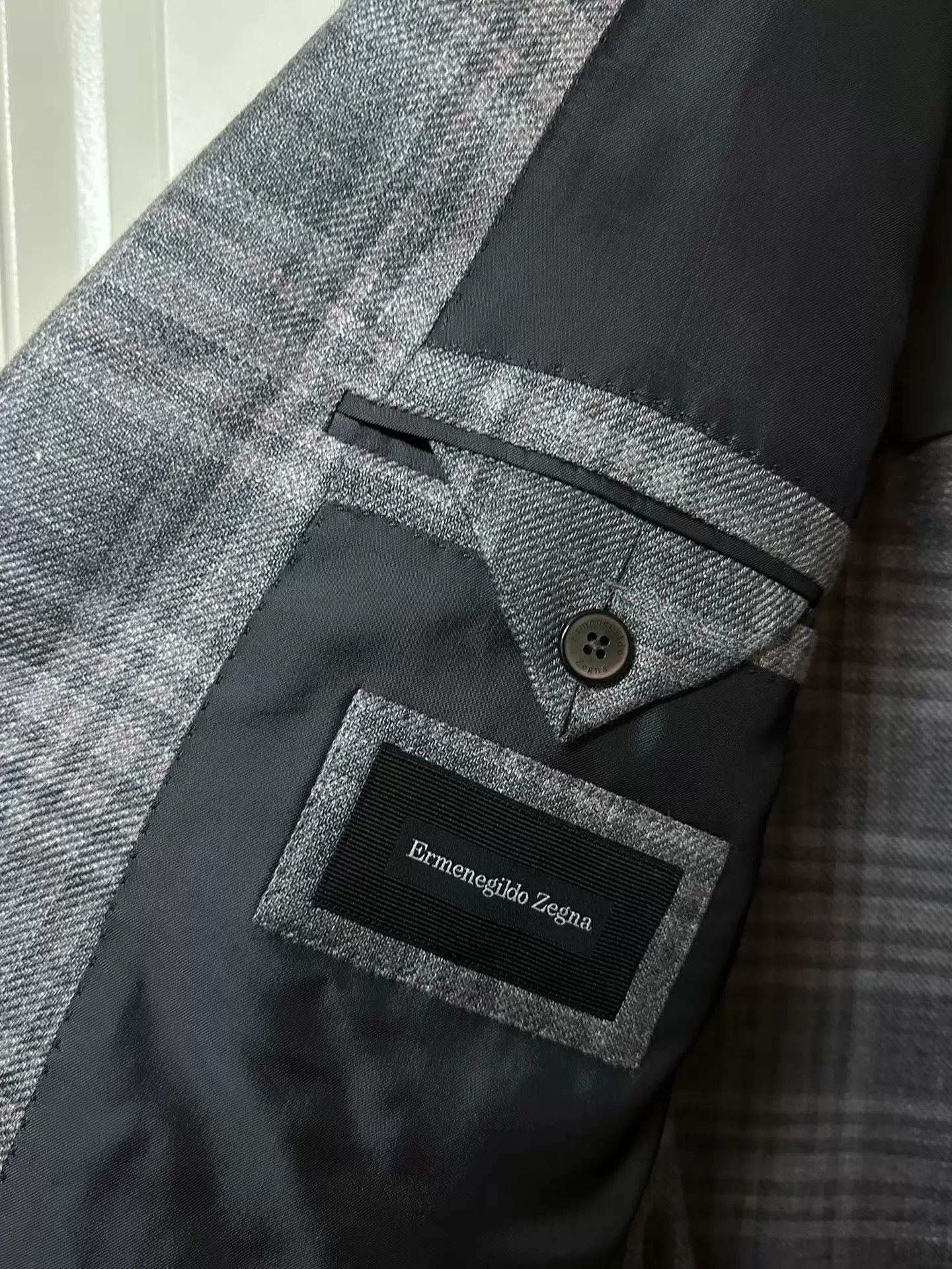 Ermenegildo Zegna Zegna Cashmere (Silk/Linen) GrayBlue Check Blazer 58 Size US XXL / EU 58 / 5 - 4 Thumbnail