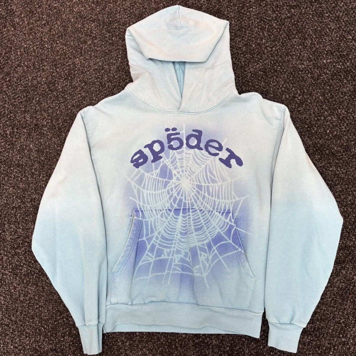 Sp5der Sp5der OG Web V2 Spray Hoodie Light Blue Size US S / EU 44-46 / 1 - 1 Thumbnail
