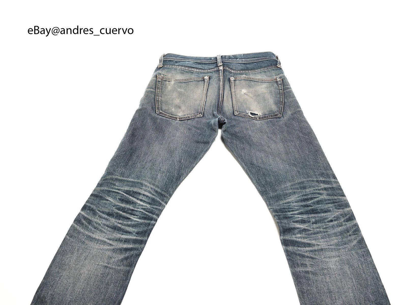 The Unbranded Brand Butler Unbranded UB101 Jeans Fades Faded Distressed Selvedge Size US 30 / EU 46 - 5 Thumbnail