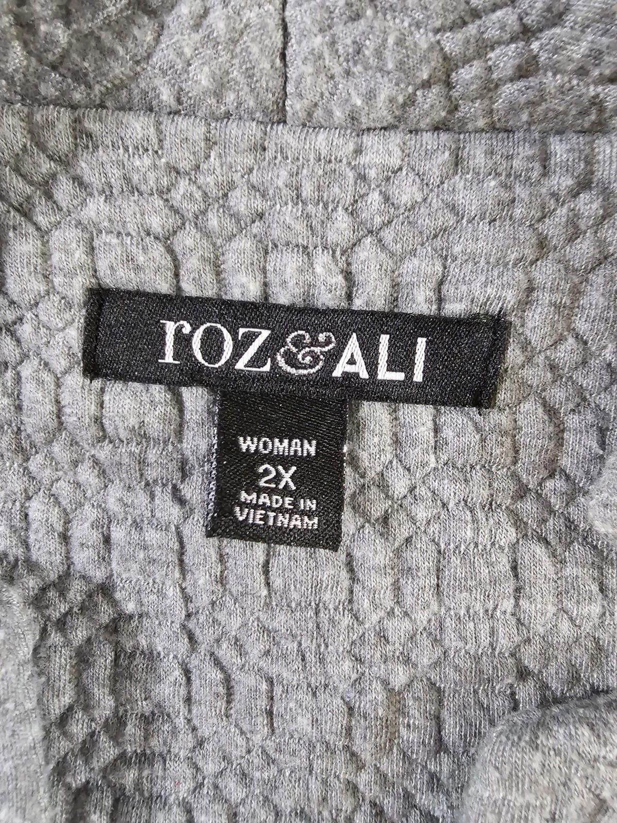 Designer Roz & Ali full zip sweater gray 2X Size XXL / US 16-18 / IT 52-54 - 3 Thumbnail