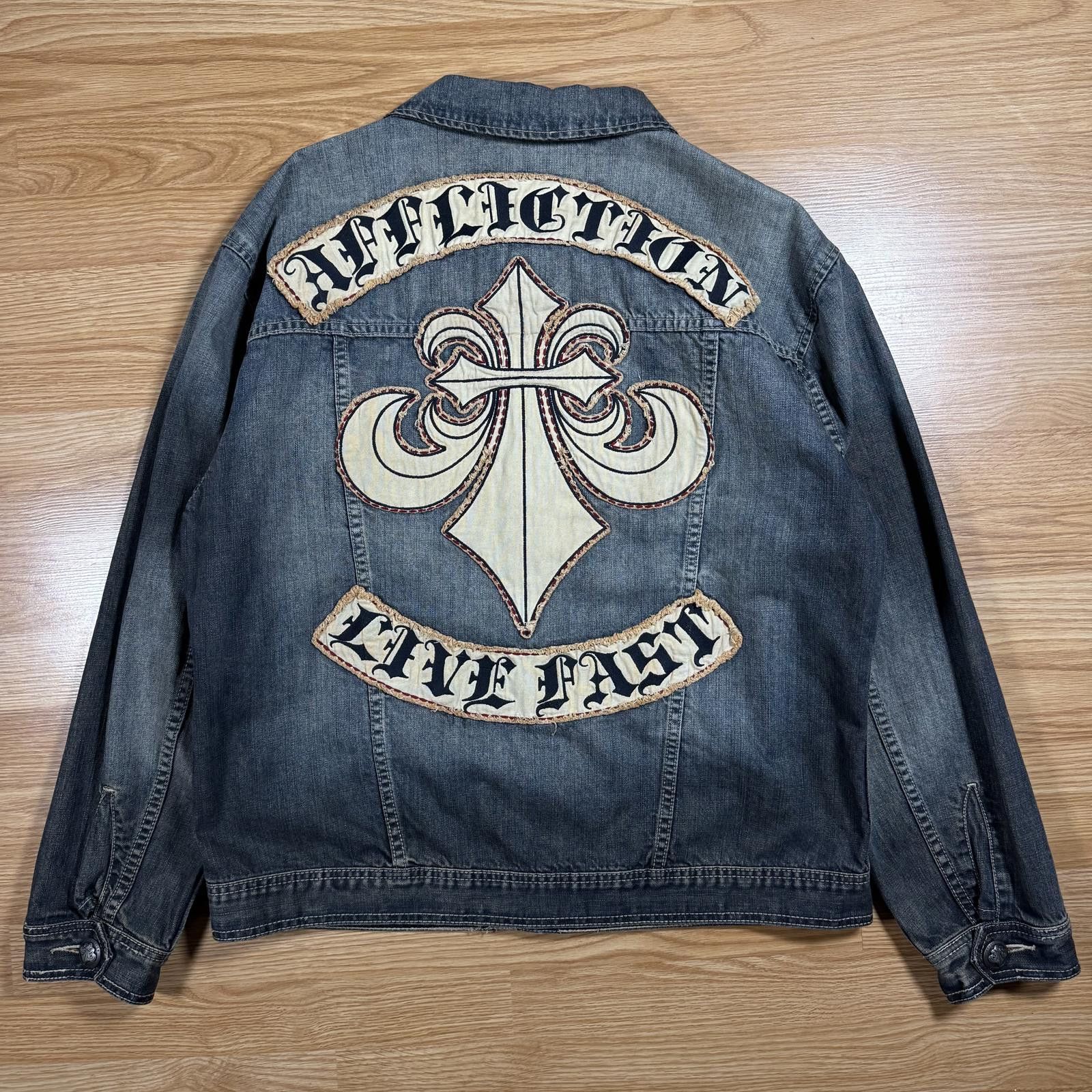 Affliction Affliction Denim Jacket Fleur Filigree Mens XL Size US XL / EU 56 / 4 - 1 Thumbnail