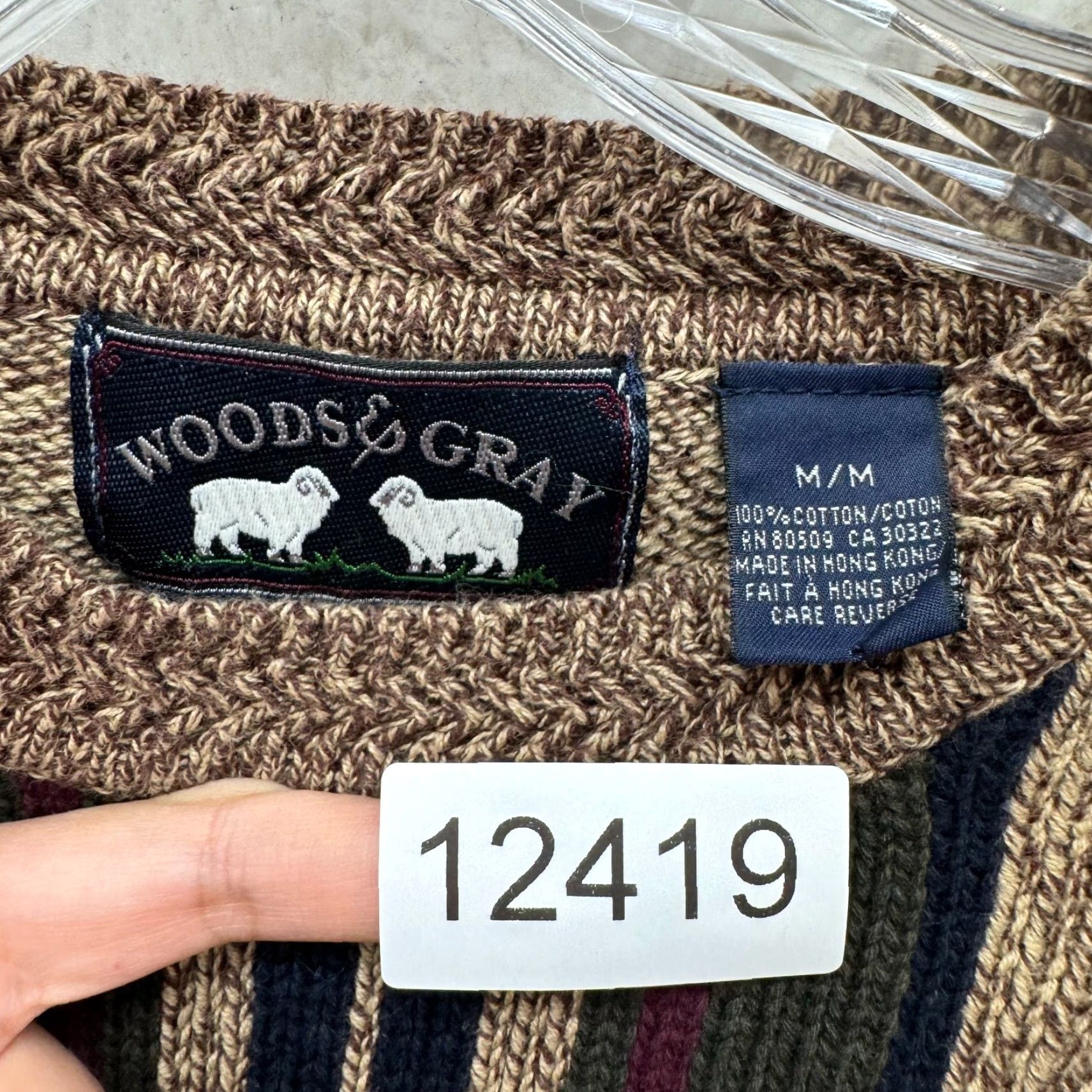 Vintage 80s 90s Vintage Striped Sweater Medium Tan Knit Pullover Grandpa Cosby Rugby Woods & Gray M Brown Casual Grunge Mens Size US M / EU 48-50 / 2 - 6 Thumbnail