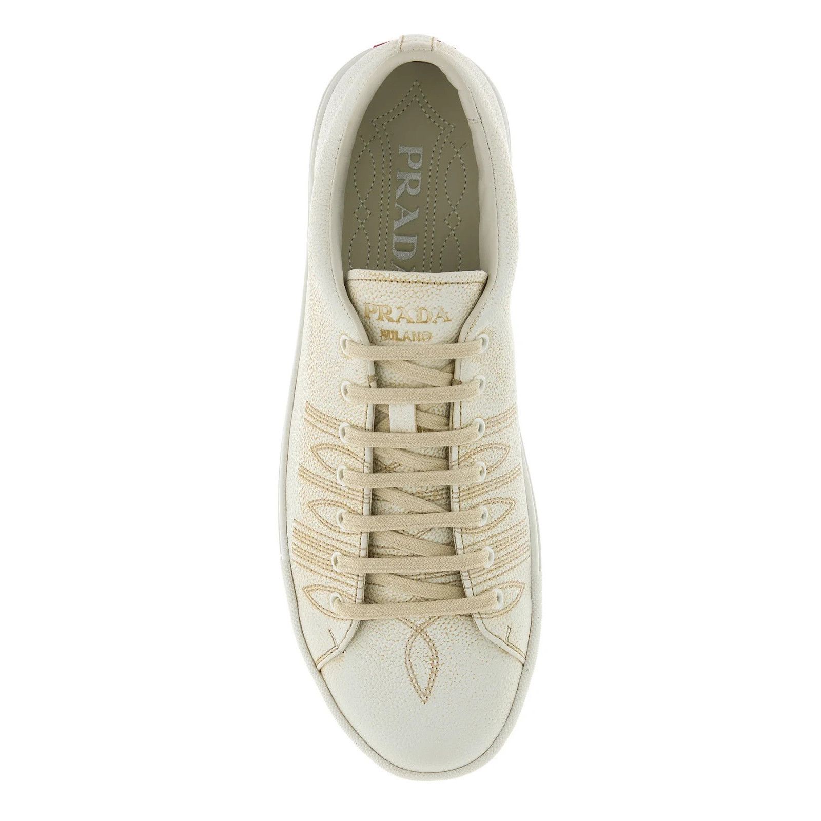 Prada PRADA Ivory Leather Sneakers New And Authentic (Men's size: Size US 10 / EU 43 - 4 Thumbnail