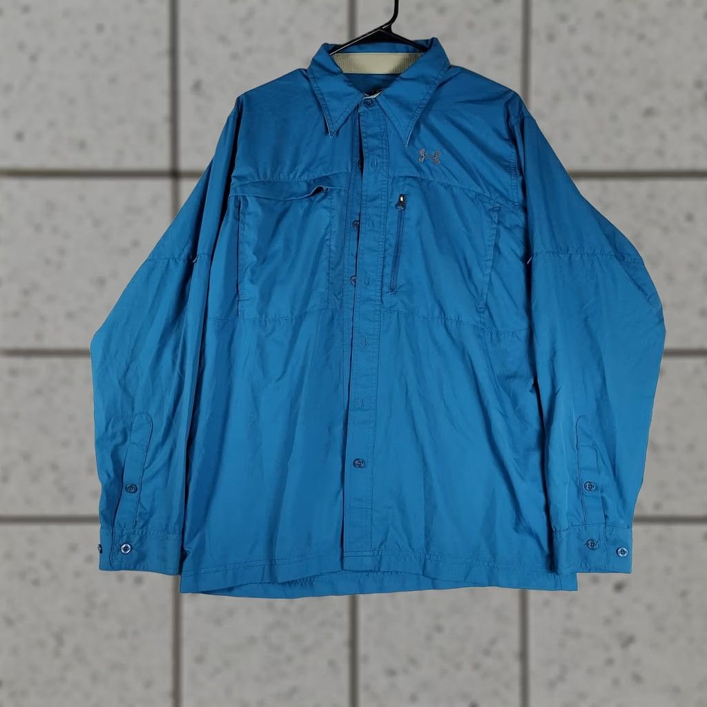 Under Armour Under Armour Men Long Sleeve Fishing Shirt Blue Medium Loose Fit Crew Neck Pullover Breathable Polyester Logo Size US M / EU 48-50 / 2 - 1 Thumbnail