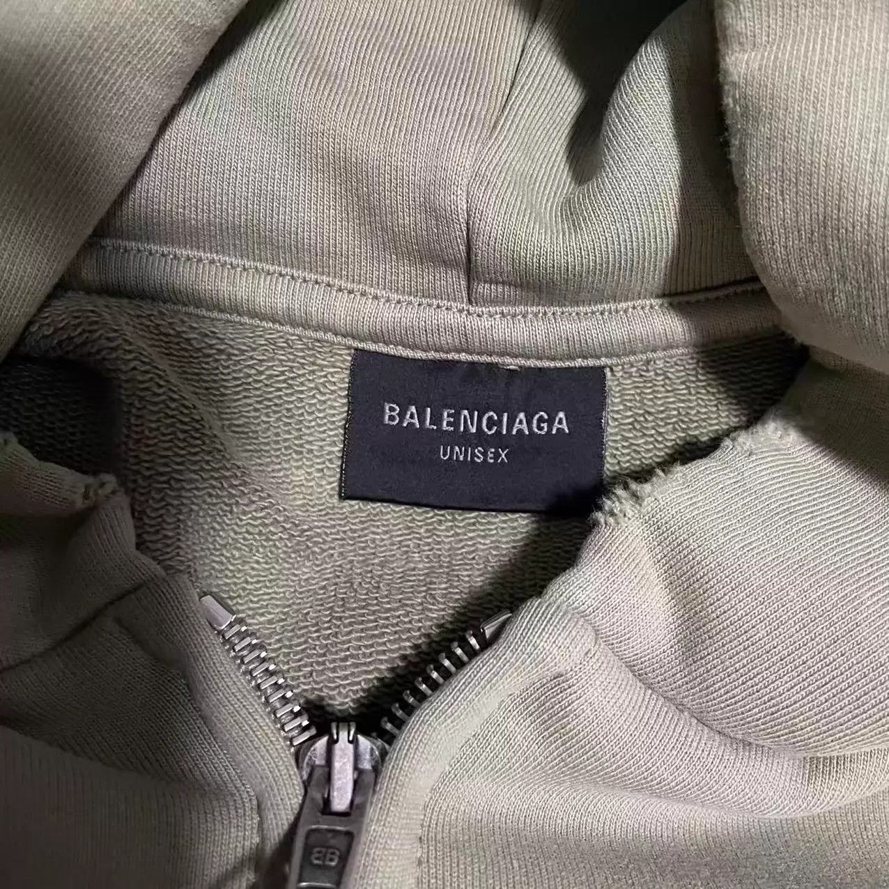 Balenciaga Balenciaga Olive Green Destroyed Washed Patch Zip Hoodie Size US M / EU 48-50 / 2 - 3 Thumbnail