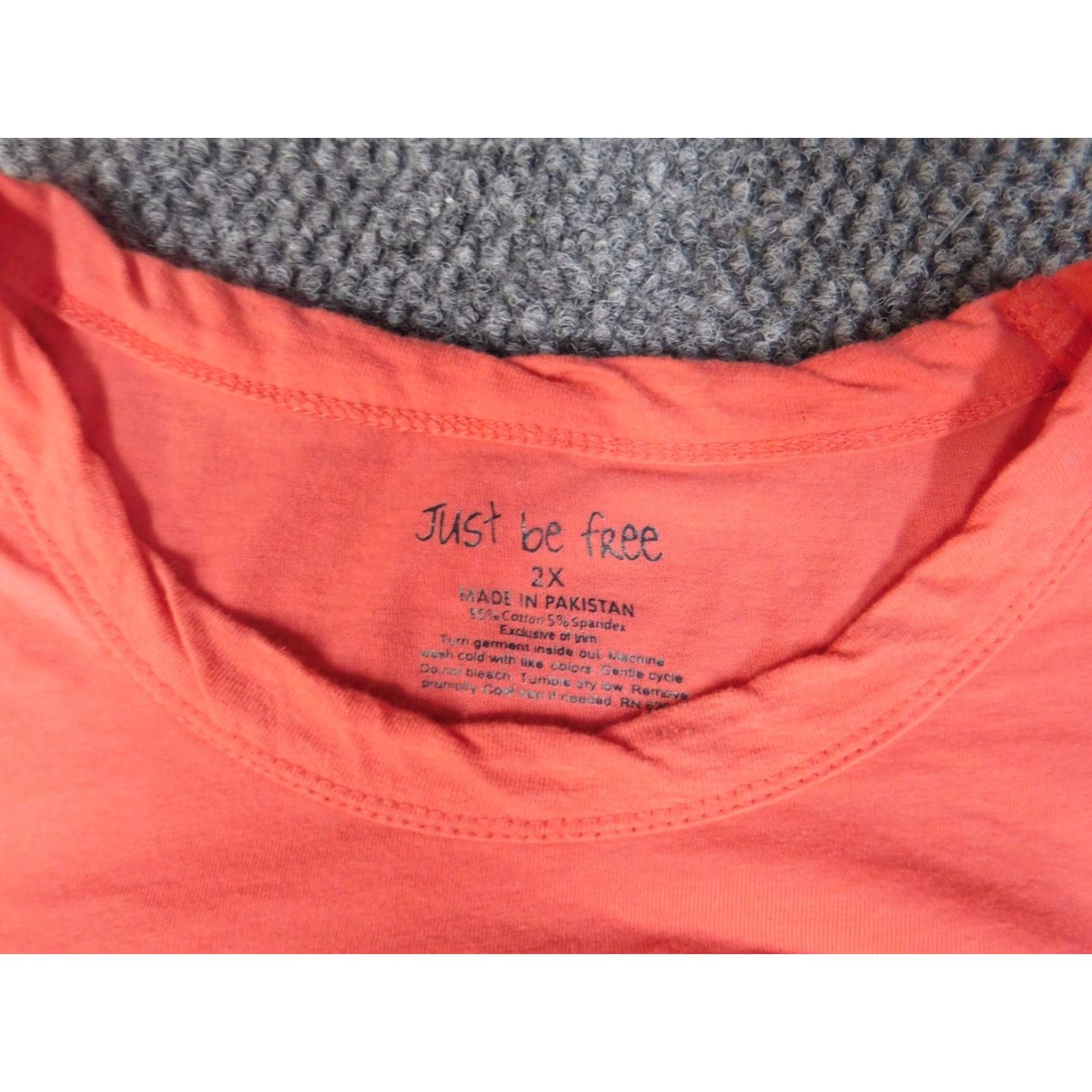Vintage Just Be Free Blouse Womens 2X Gray Short Sleeve Round Neck Pullover Cotton Floral Rose Basic Stretch Plus Size Womens Size XXL / US 16-18 / IT 52-54 - 5 Thumbnail