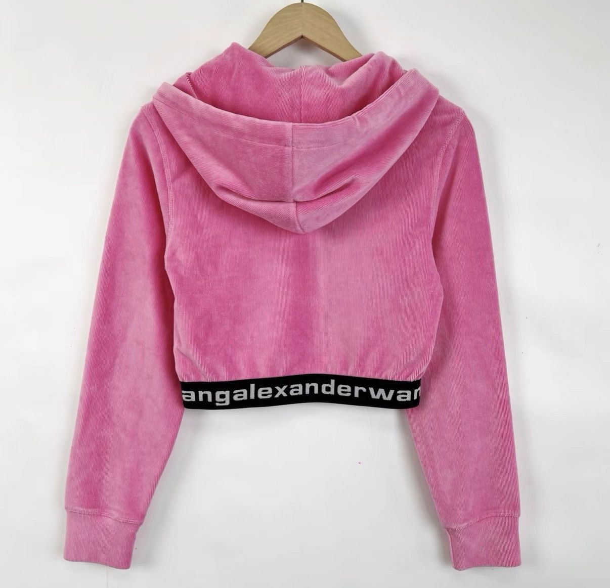 Alexander Wang Alexander Wang Pink Logo Print Cropped Pullover Hoodie K12 Size XS / US 0-2 / IT 36-38 - 2 Thumbnail
