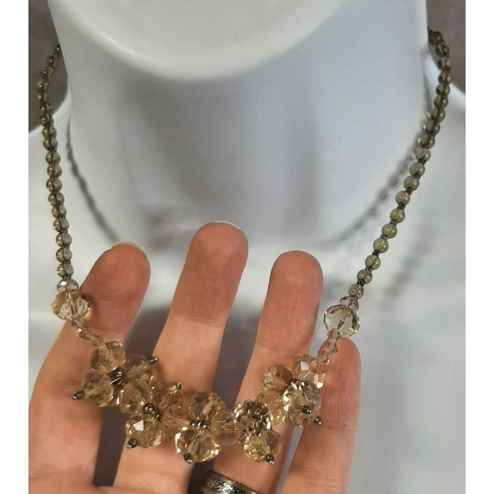 Other Vintage Smoky Glass Beaded Necklace With Cluster Accents Size ONE SIZE - 2 Thumbnail