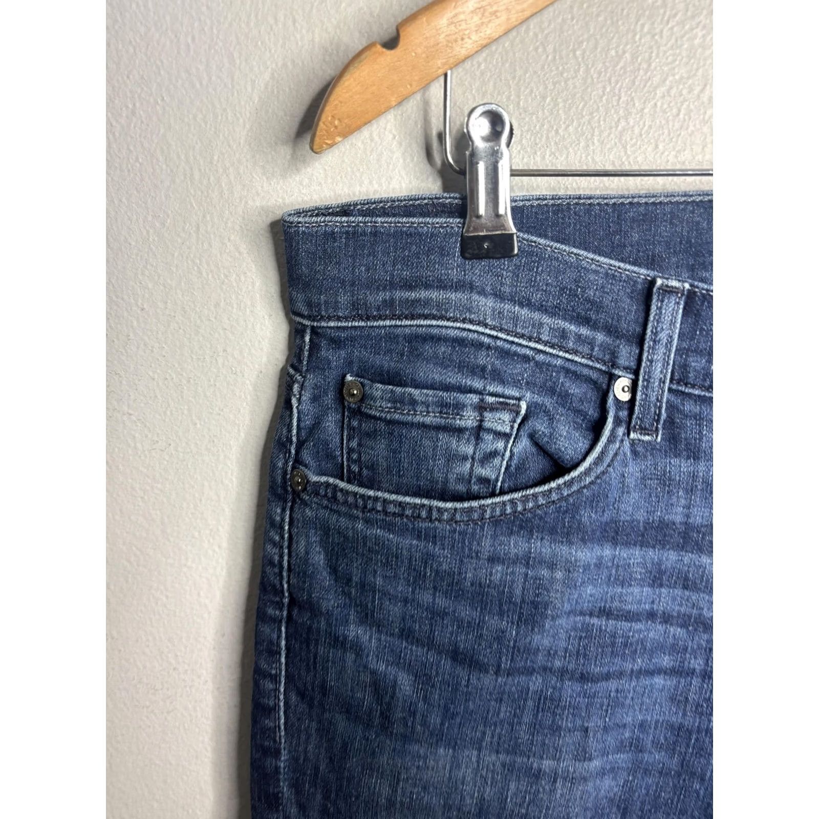 7 For All Mankind 7 For All Mankind Slimmy Jeans Mens Blue Denim Size 36 Wash Medium Slim Straight Pockets Logo Back Pocket Size US 36 / EU 52 - 2 Thumbnail