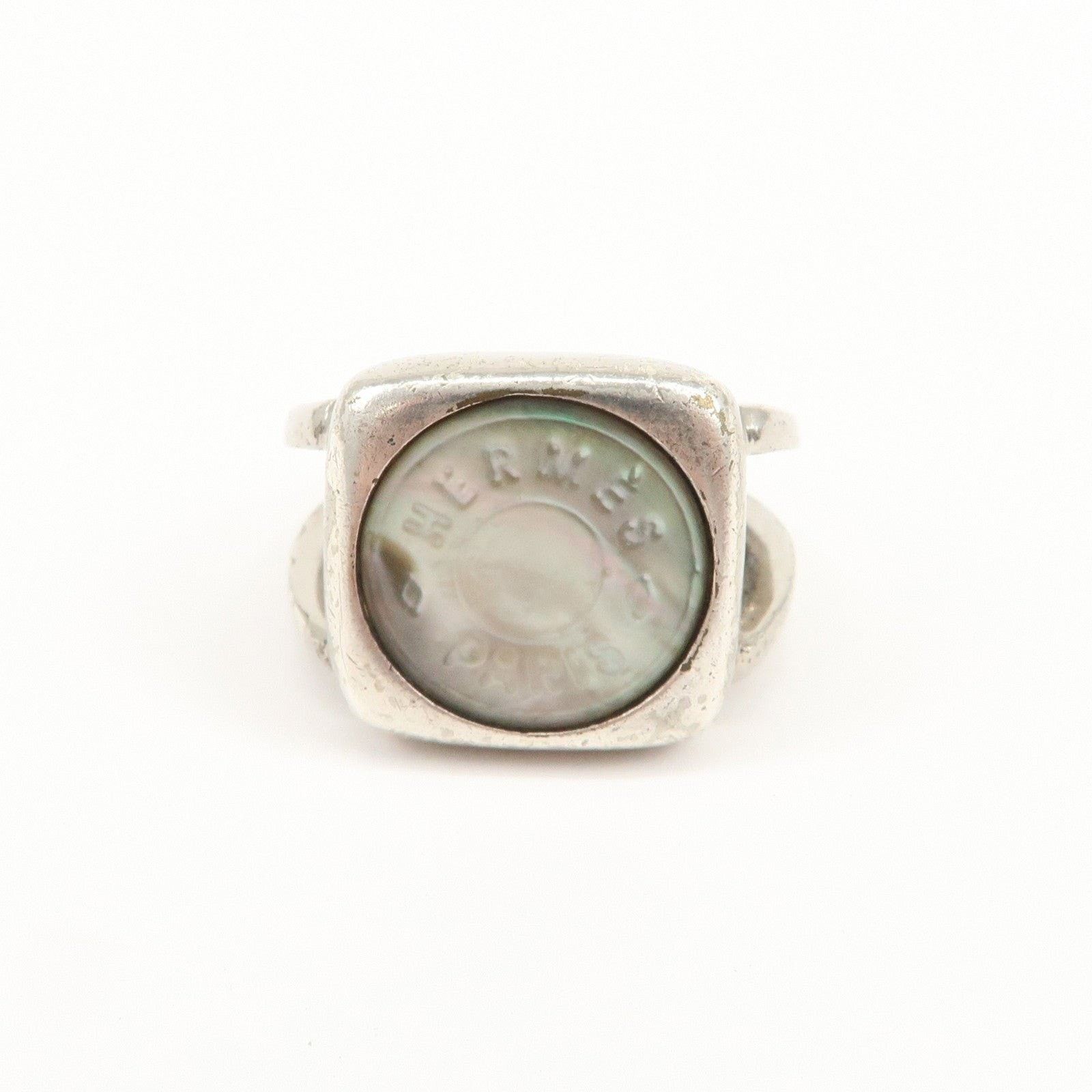Hermes Hermes Logo Corozo Serie Sterling Silver Ring Size ONE SIZE - 2 Thumbnail