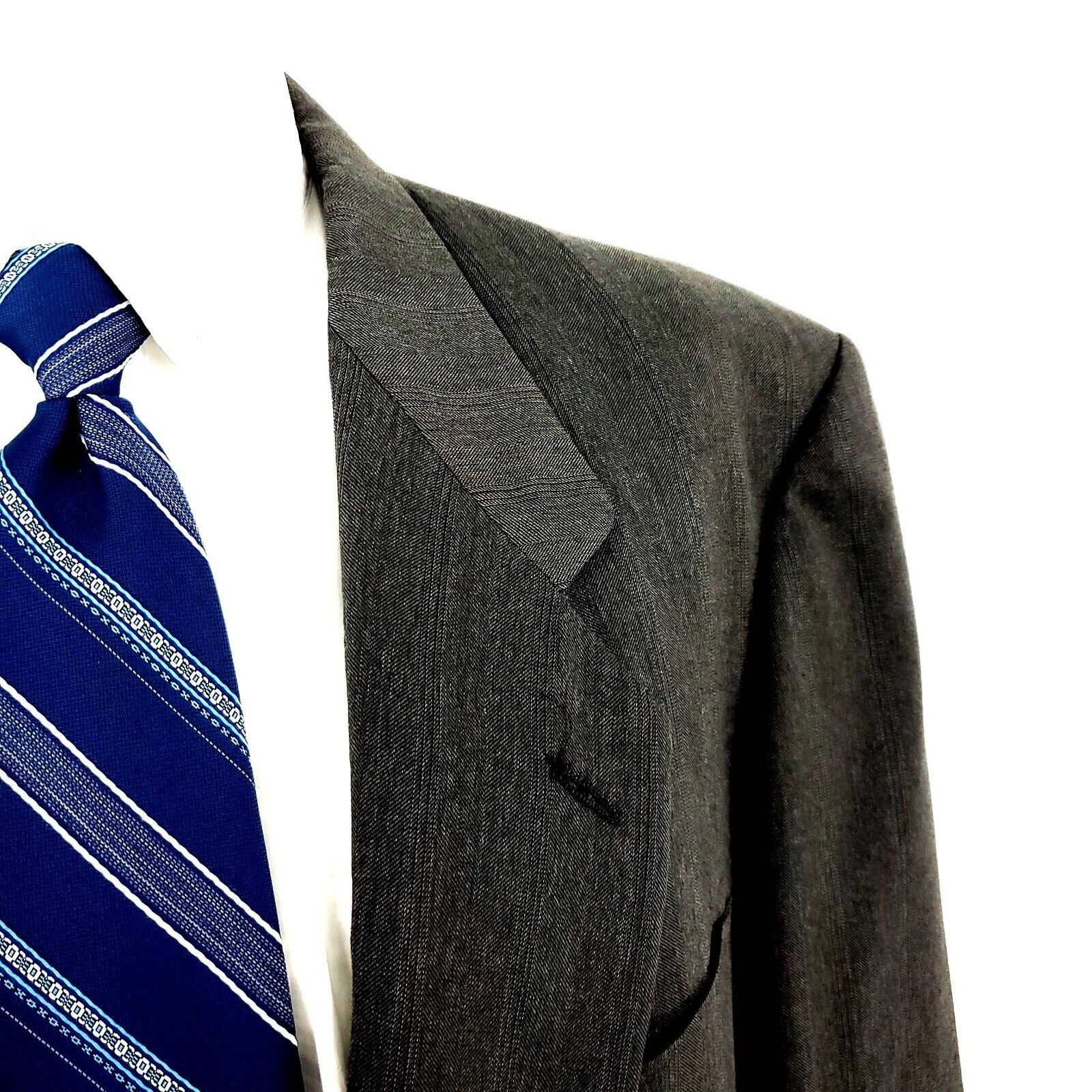 Pierre Cardin Pierre Cardin Wool 2 Button Blazer 44L Portly Green Herringb Size 44L - 2 Thumbnail