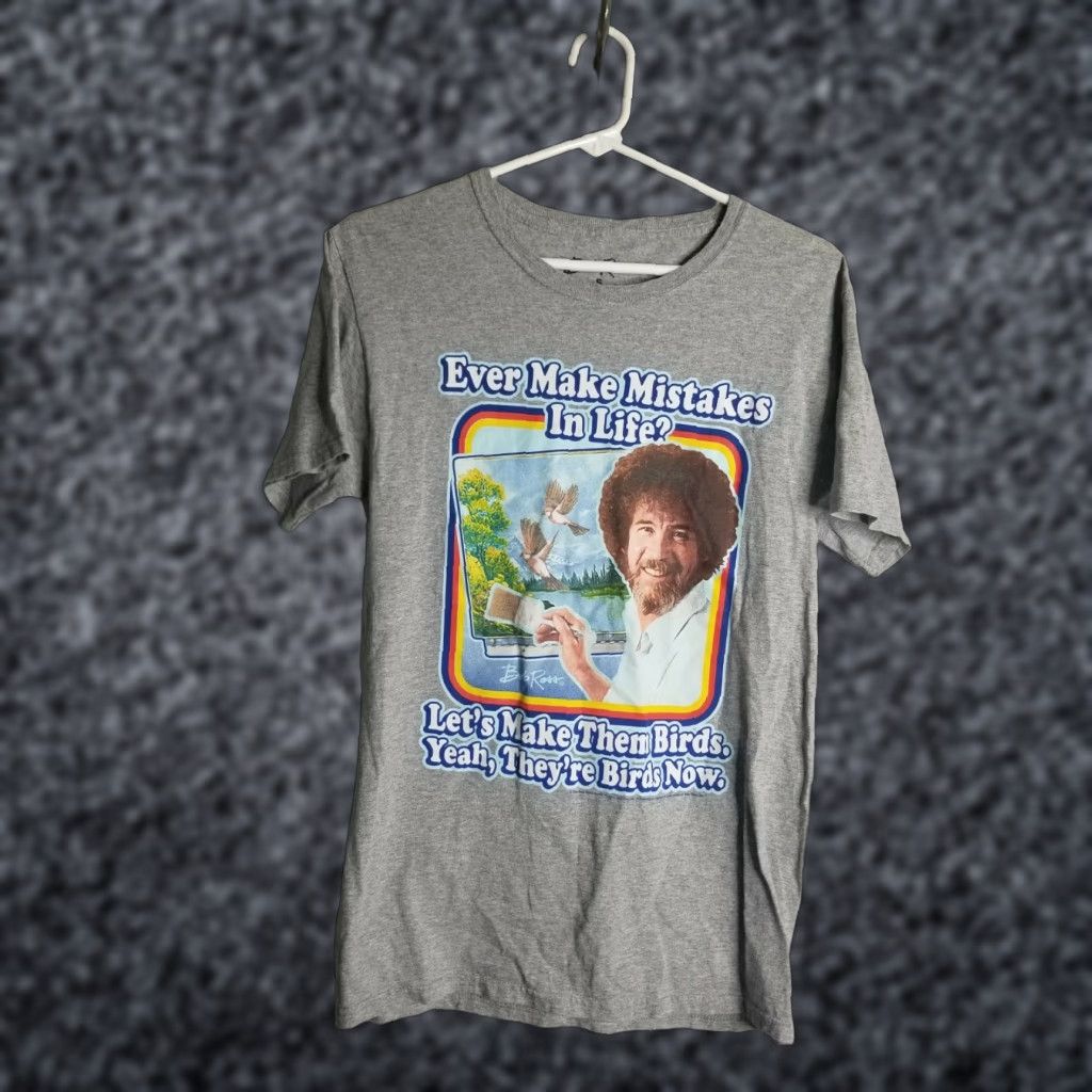 Vintage Mens S Bob Ross Mistakes Let's Make Them Birds T-Shirt Size US S / EU 44-46 / 1 - 1 Thumbnail