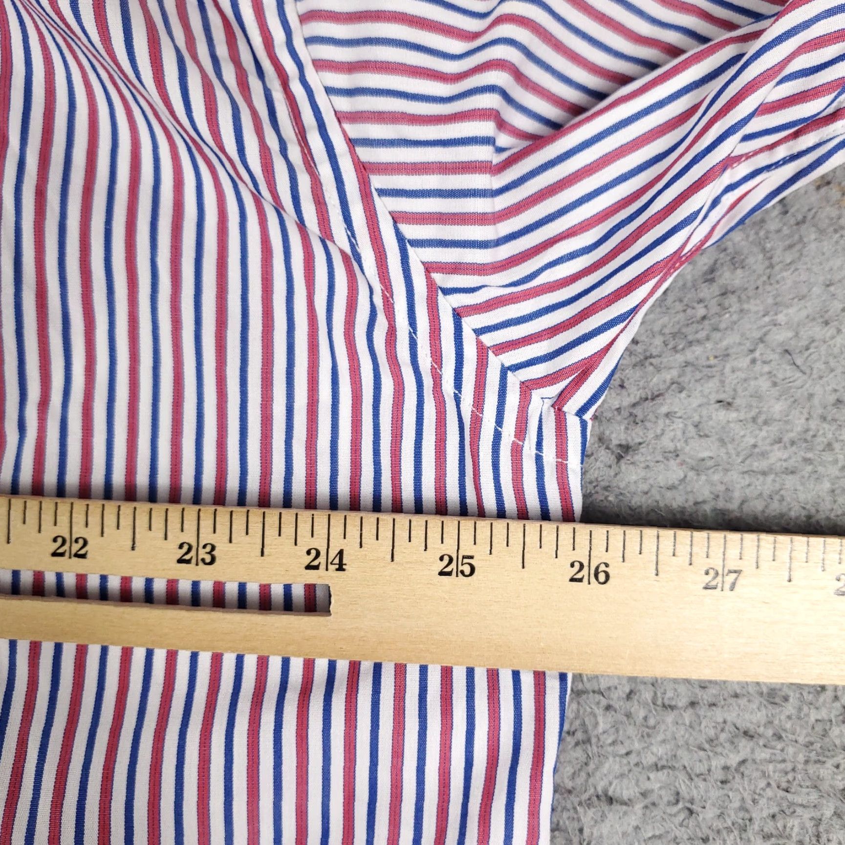 Tommy Hilfiger Tommy Hilfiger Shirt Mens 17 Red Striped Dress Button Down Long Sleeve Classic Modern Preppy Workwear 100% Cotton Size 46R - 5 Thumbnail