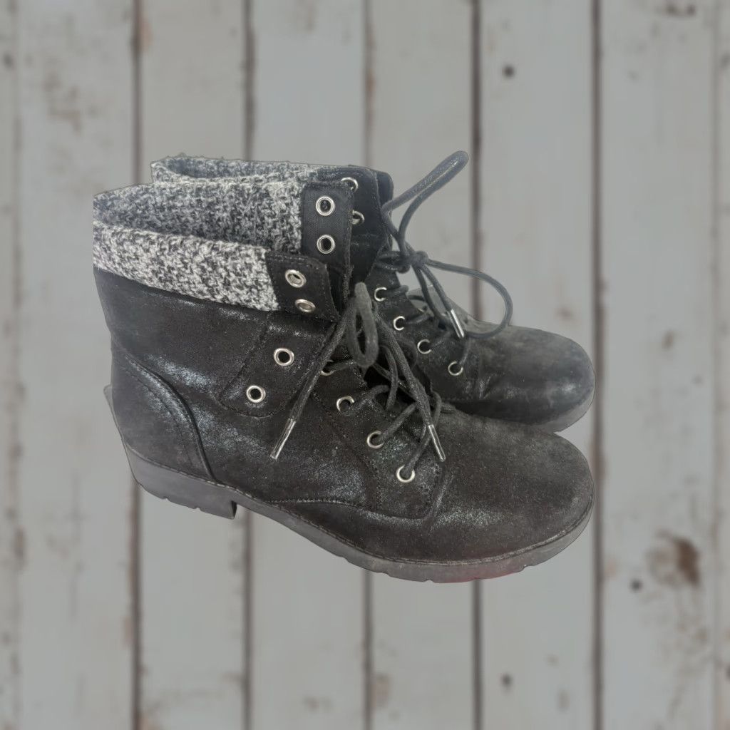 Vintage Arizona Yetta Black Memory Foam Lace Up Ankle Booties Womens Size 8M Size US 8 / IT 38 - 1 Thumbnail