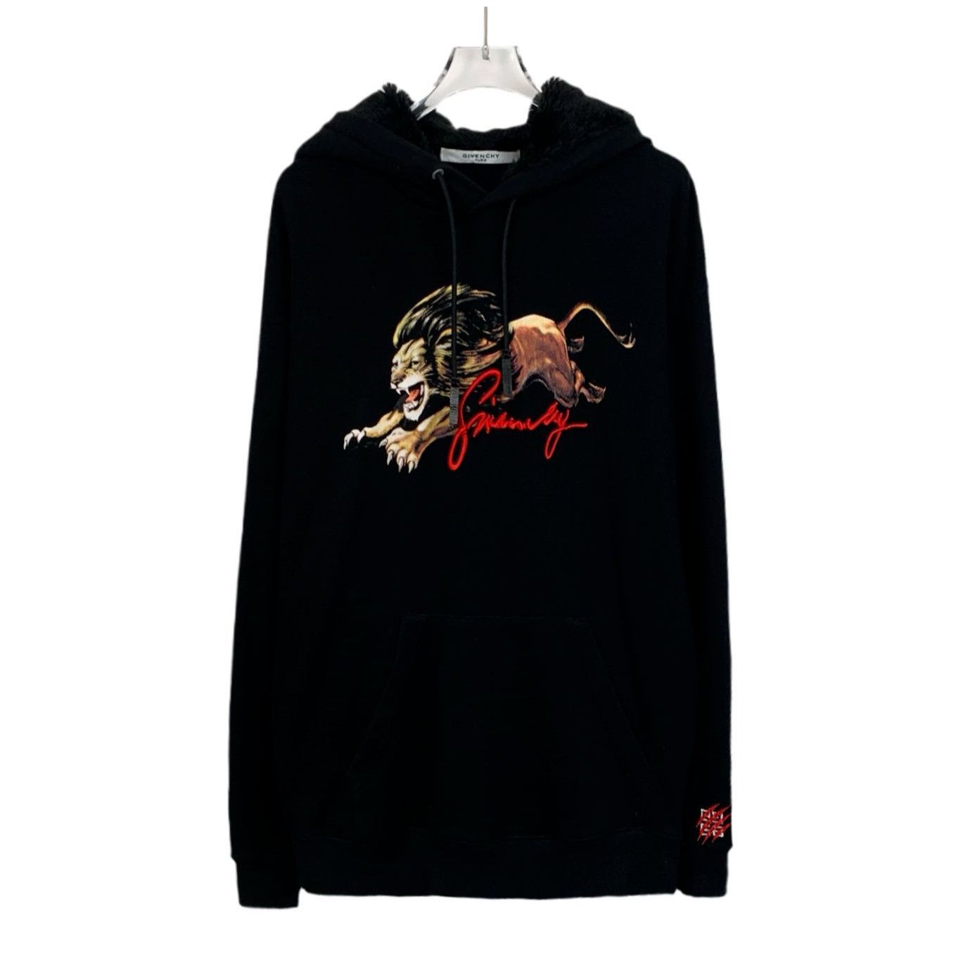 Givenchy Givenchy Black Cotton Hooded Sweatshirt W/ Lion Design & Red Size US M / EU 48-50 / 2 - 1 Thumbnail