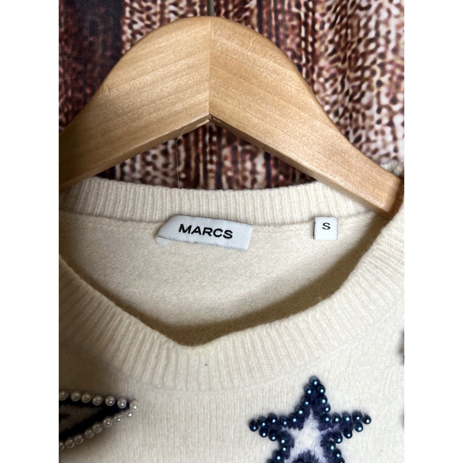 Marcs MARCS Womens Ivory Pullover Sweatshirt Star Graphic Size Small Size S / US 4 / IT 40 - 3 Thumbnail