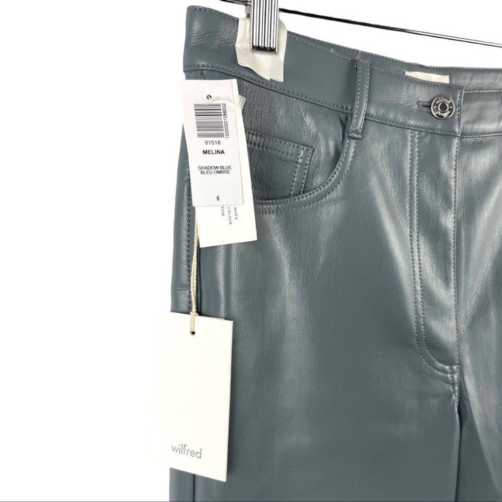 Aritzia NEW Wilfred Melina Vegan Leather HR Pants In Shadow Blue 6 Size 28" / US 6 / IT 42 - 7 Thumbnail