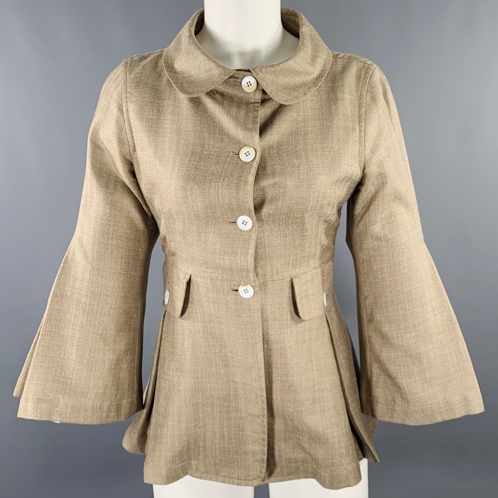 Other MARIA LUISA B Size 6 Beige Taupe Linen Blend Jacket Blazer Size M / US 6-8 / IT 42-44 - 1 Thumbnail