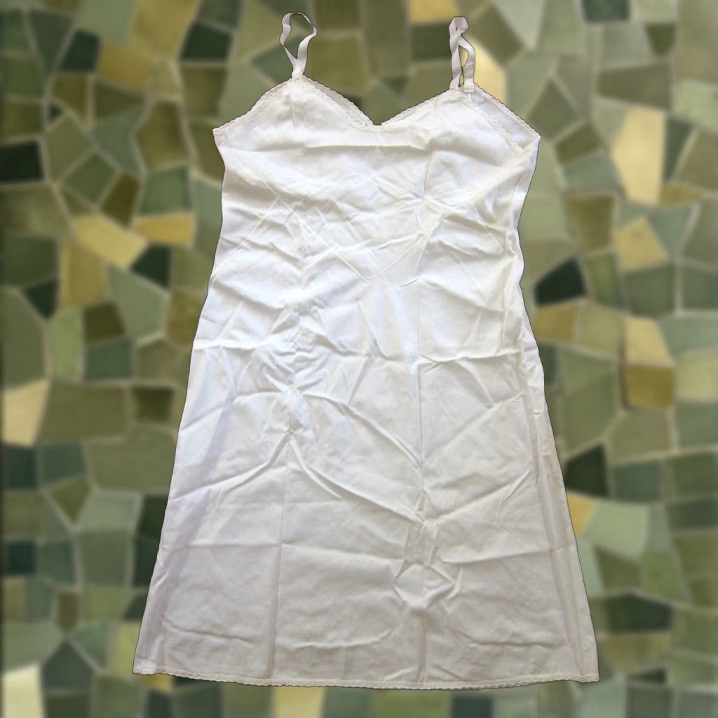 Vintage Vintage Glori Form Ivory Lace Spaghetti Strap Long Slip Nightgown Dress Large Size L / US 10 / IT 46 - 1 Thumbnail
