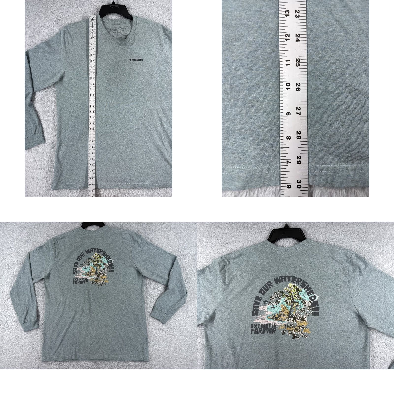 Patagonia Patagonia Shirt Adult Large Blue Long Sleeve Save Our Watersheds Cotton Blend Logo Tee Mens Size US L / EU 52-54 / 3 - 9 Thumbnail