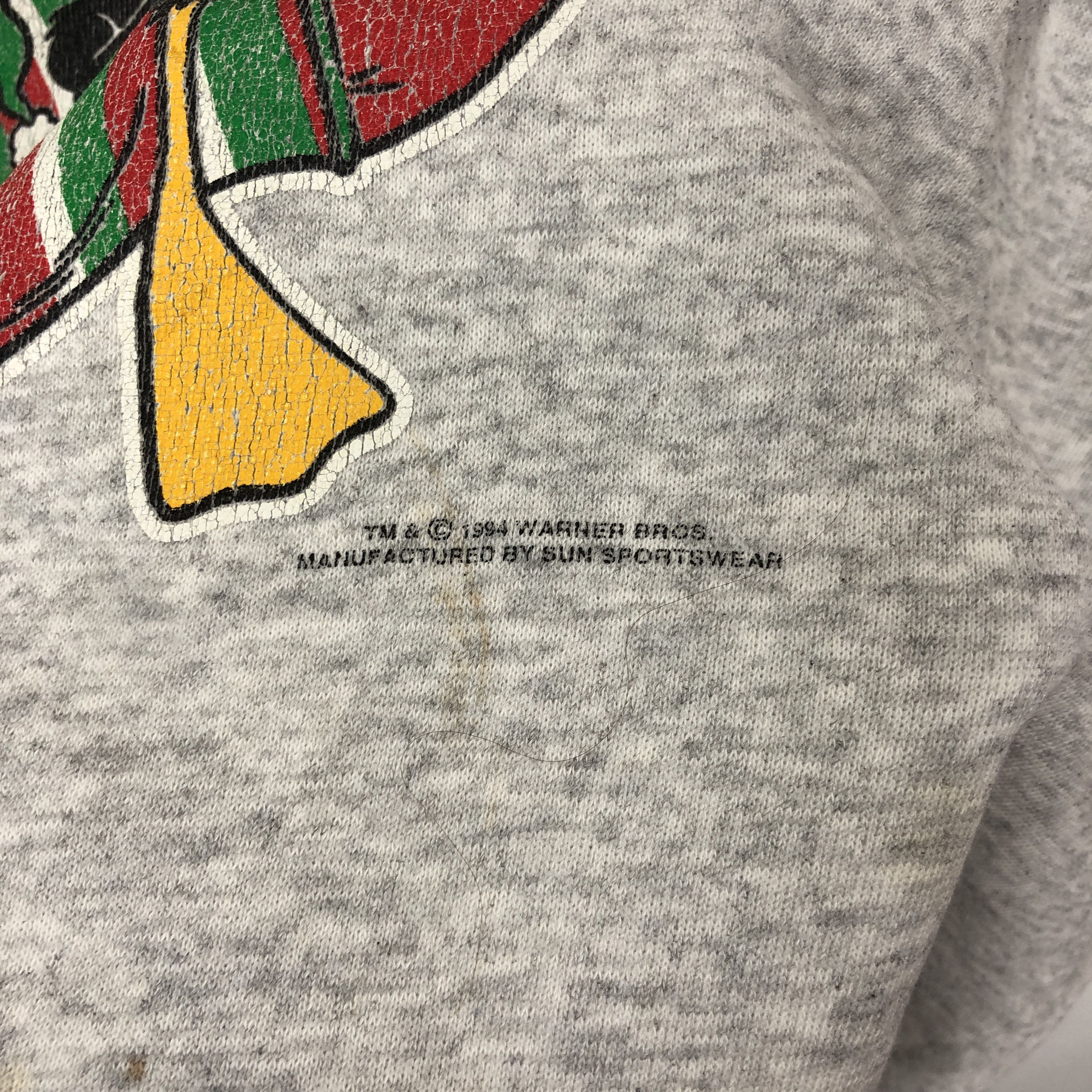 Warner Bros Vintage 1994 WARNER BROS Thrashed Sweatshirt #1615/02 Size US L / EU 52-54 / 3 - 3 Thumbnail