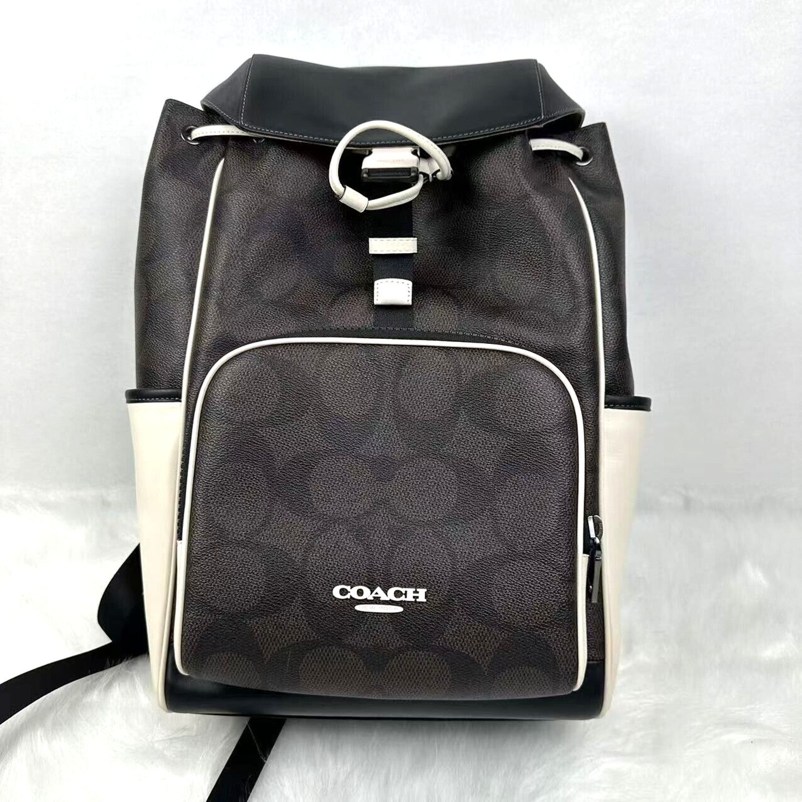 Coach Coach Racer Backpack In Blocked Sig Canvas & Leather Walnut | Grailed