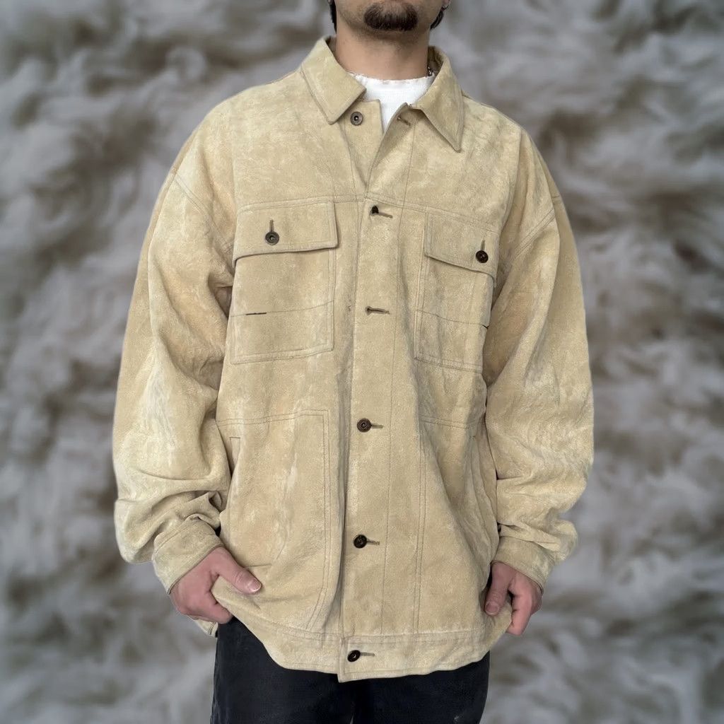 Vintage Koman 2XL Beige Fleece Button Front Shacket Casual Shirt Jacket Mens Size US XXL / EU 58 / 5 - 1 Thumbnail