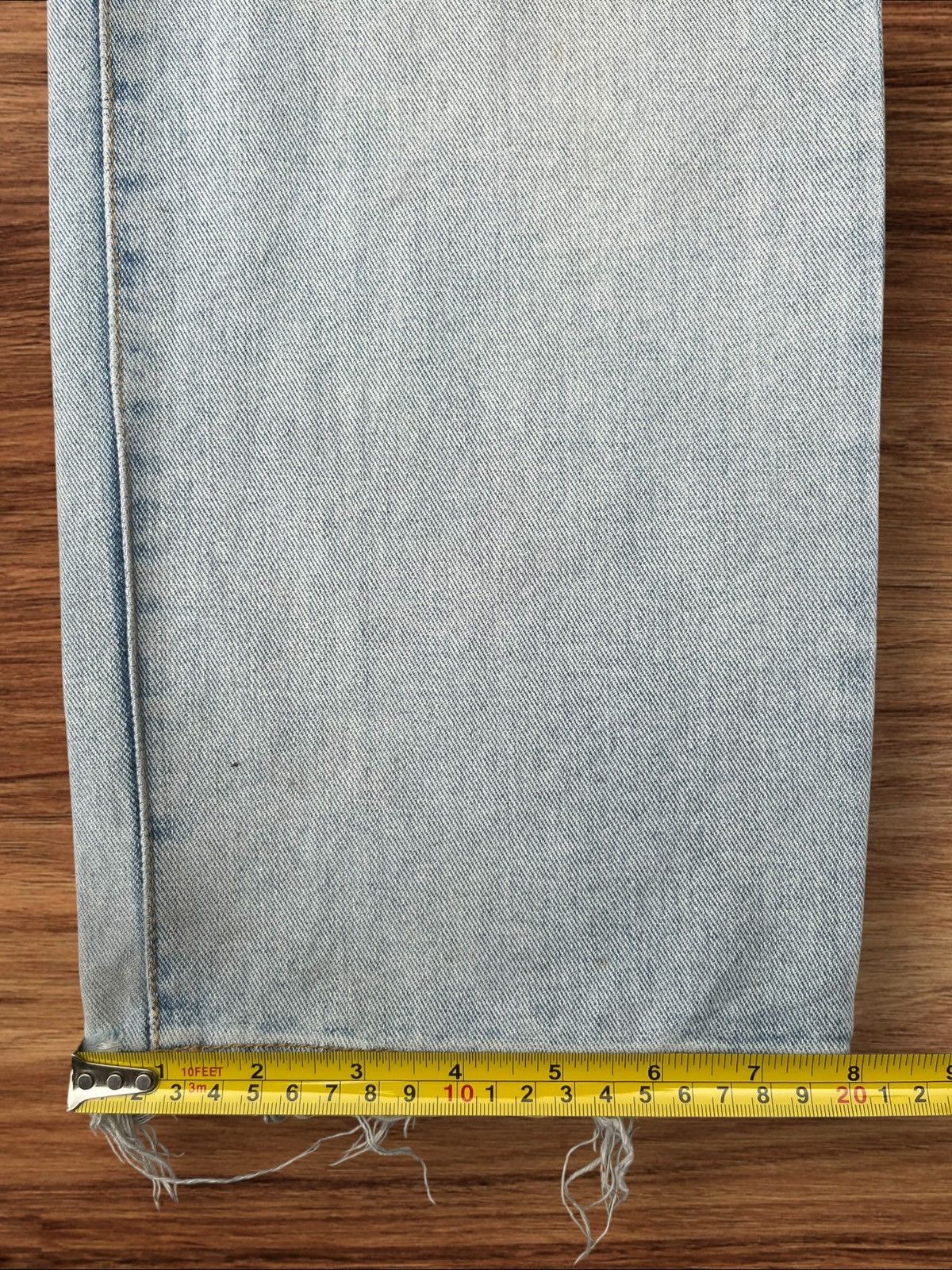 Zara Vintage Light Blue Dirty Washed Frayed Straight Leg Jeans Size 26" / US 2 / IT 38 - 13 Thumbnail