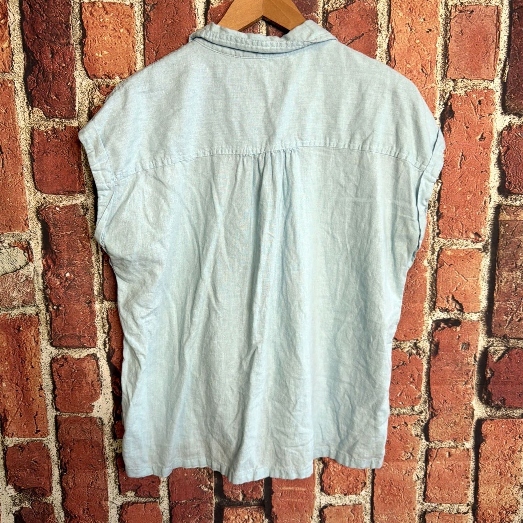 Orvis Orvis Women’s Blue Short Sleeve Linen Blend Shirt Size Medium Pocket Shirt Casual Travel Size M / US 6-8 / IT 42-44 - 3 Thumbnail