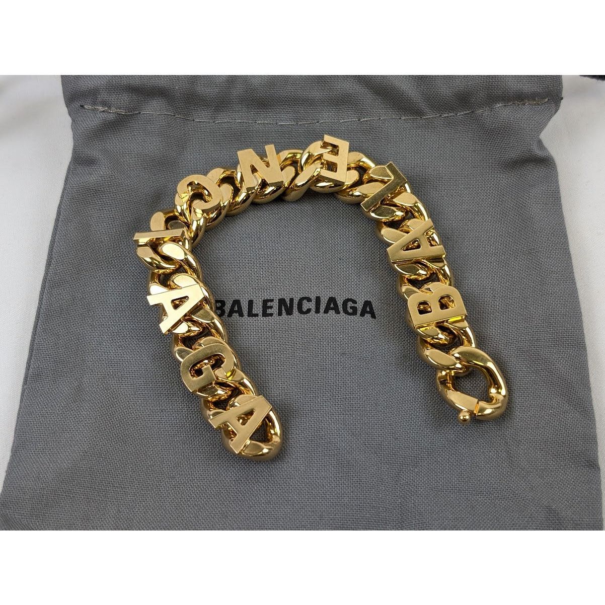Balenciaga o1rshd1 Size: Small / Logo Bracelet in Gold Size ONE SIZE - 8 Thumbnail