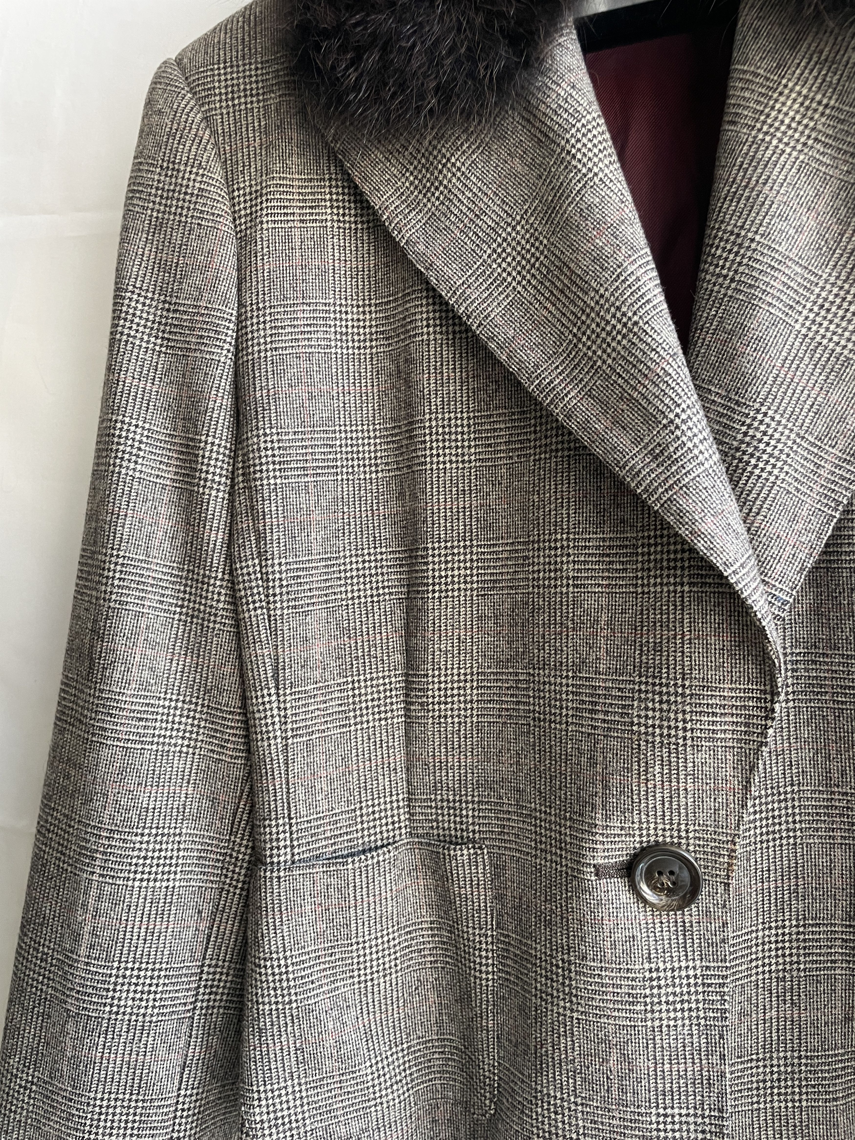 Sportmax Sportmax by Max Mara Marmot Fur Check Wool Blazer Size XL / US 12-14 / IT 48-50 - 7 Thumbnail