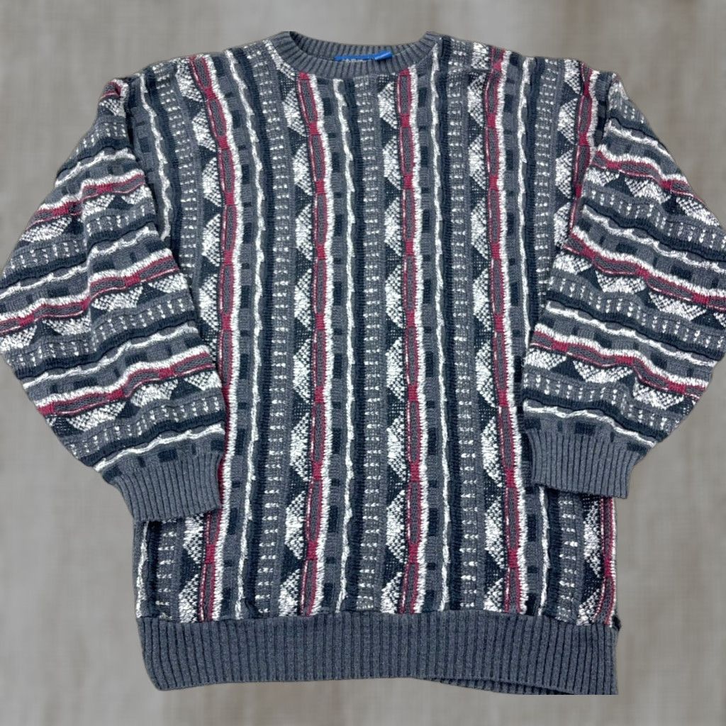 Vintage VINTAGE Men Sweater Knit 3D Gray XLT Biggie Cosby 90s Y2K 2000s Hip Hop Preppy Classic Teacher American Size US XL / EU 56 / 4 - 1 Thumbnail