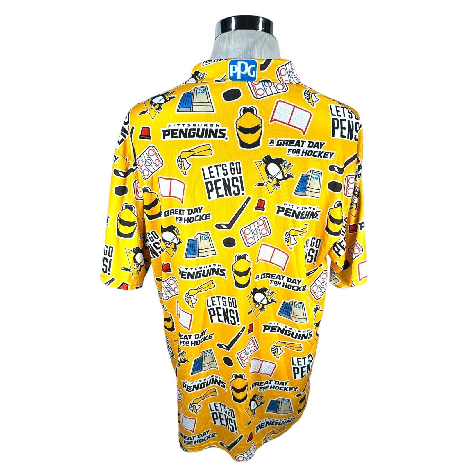 NHL Pittsburgh Penguins Hawaiian Shirt Men XL Yellow NHL Hockey Size US XL / EU 56 / 4 - 5 Thumbnail