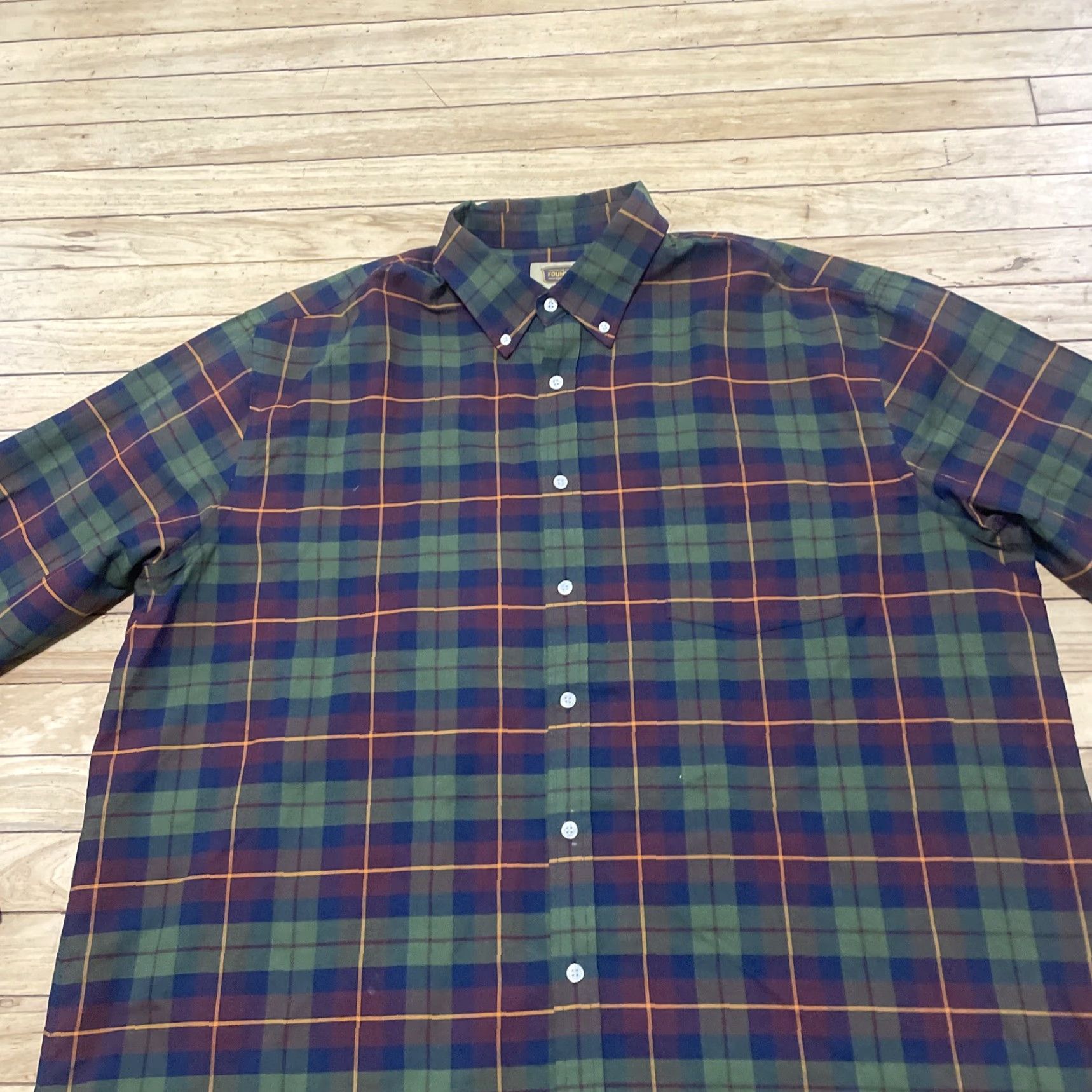Vintage Foundry Button Shirt Men 2XLT Greend Red Plaid XXL Tall Lightweight Oxford 58" Shirt Mens Plaid Button-Up Casual Workwear 2XLT Red Size US XXL / EU 58 / 5 - 3 Thumbnail