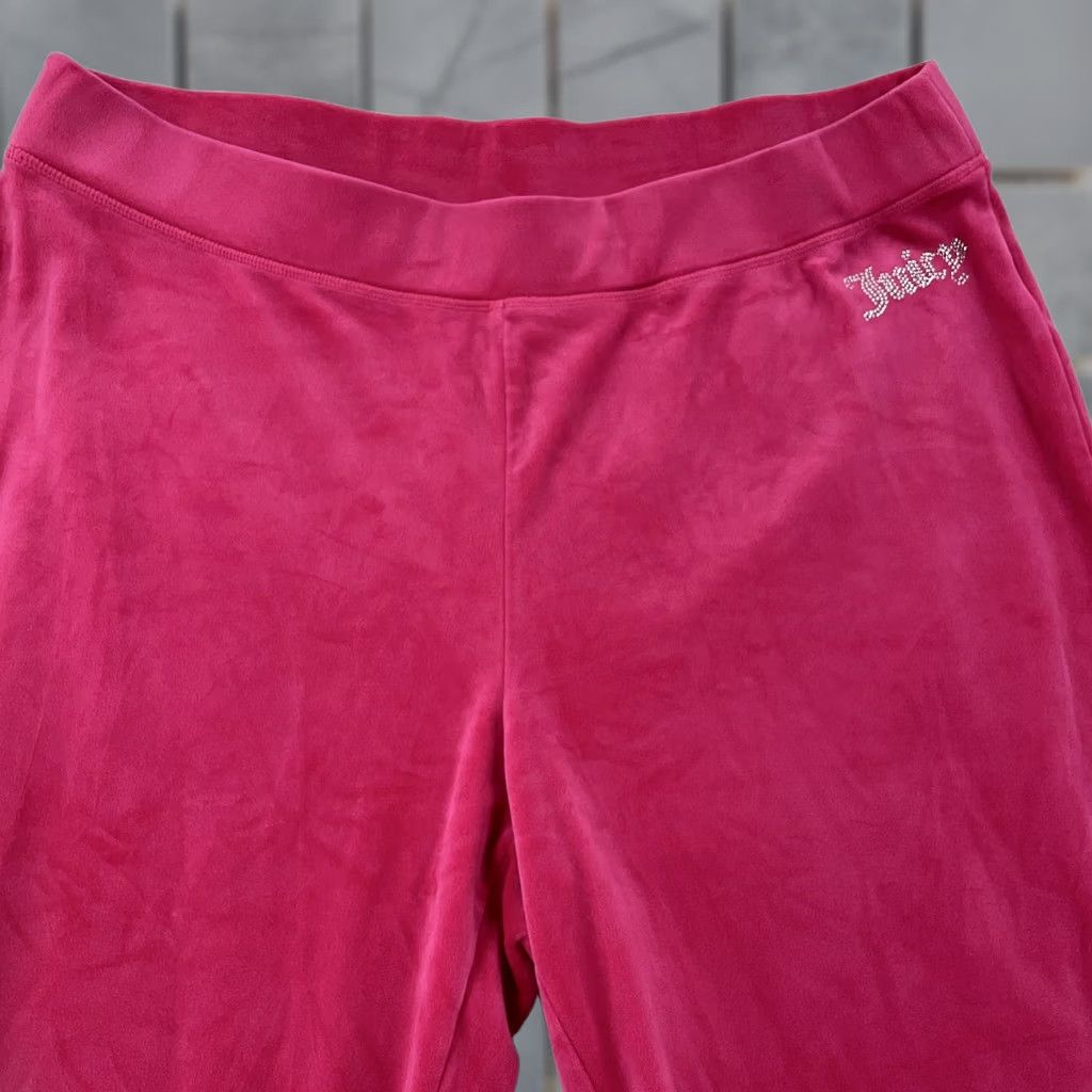Juicy Couture Juicy Couture Sweatpants Pants Womens XL Pink Velour Lounge Yoga Rhinestone Logo Size 40" / US 18 - 1 Thumbnail