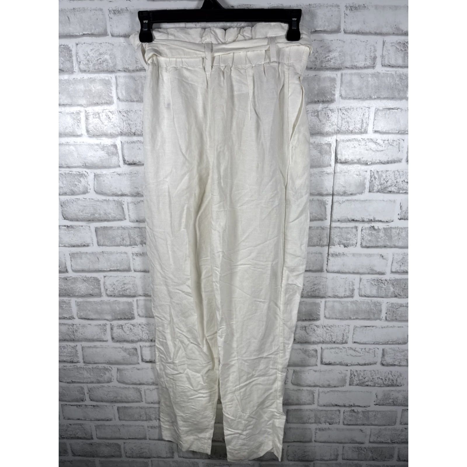 H&M NWT H & M Linen Blend White Casual Trouser Pants With Belt Womens Size 0 Size 25" / US 0 / IT 36 - 5 Thumbnail