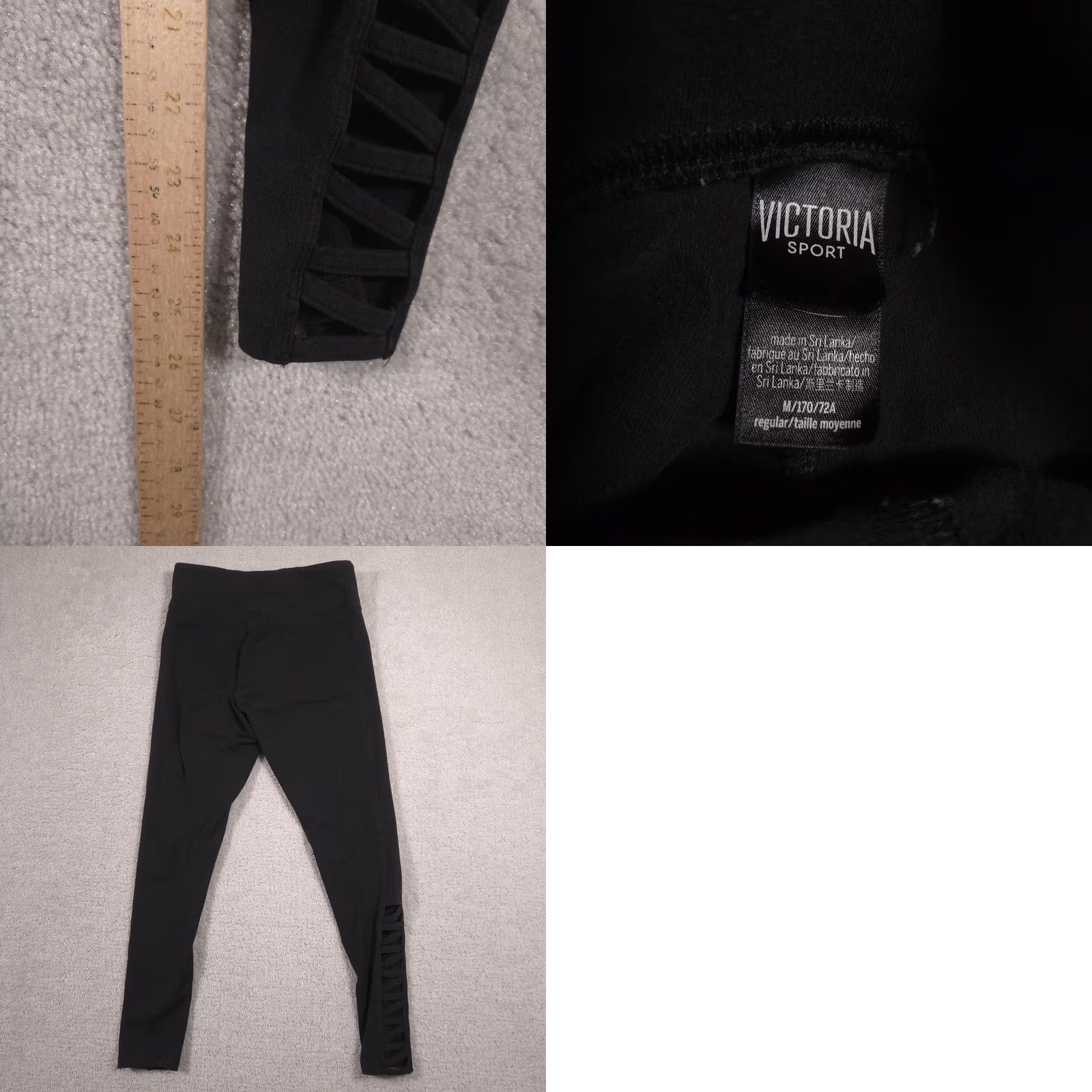 Vintage VINTAGE Victoria Sport Leggings Womens M Black High Rise Lattice Ankle Yoga Size 32" / US 10 / IT 46 - 8 Thumbnail