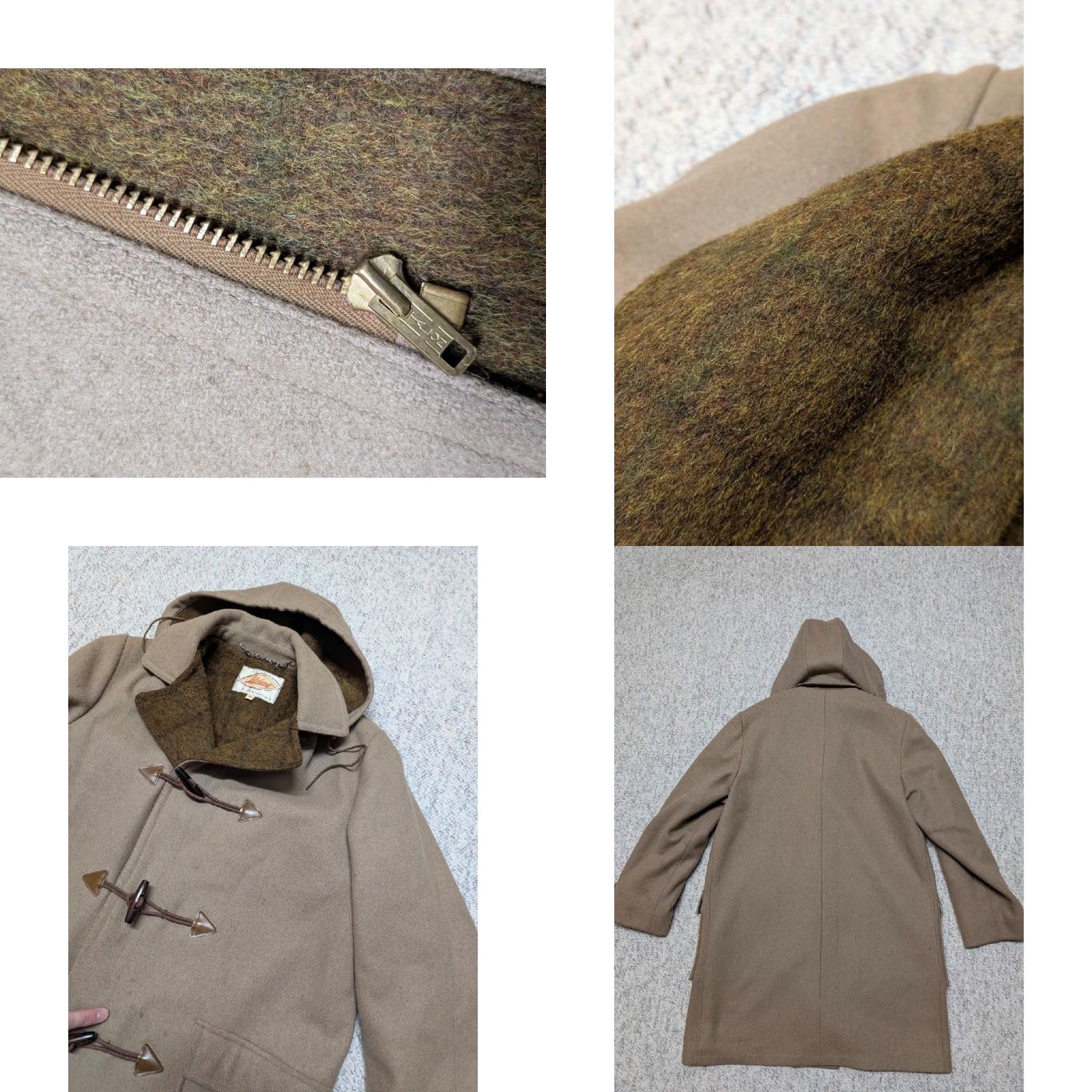 Vintage VINTAGE Lakeland Duffle Coat Wool Mohair Lined M Brown Tan HOODED 40-42 Mens Size US M / EU 48-50 / 2 - 8 Thumbnail