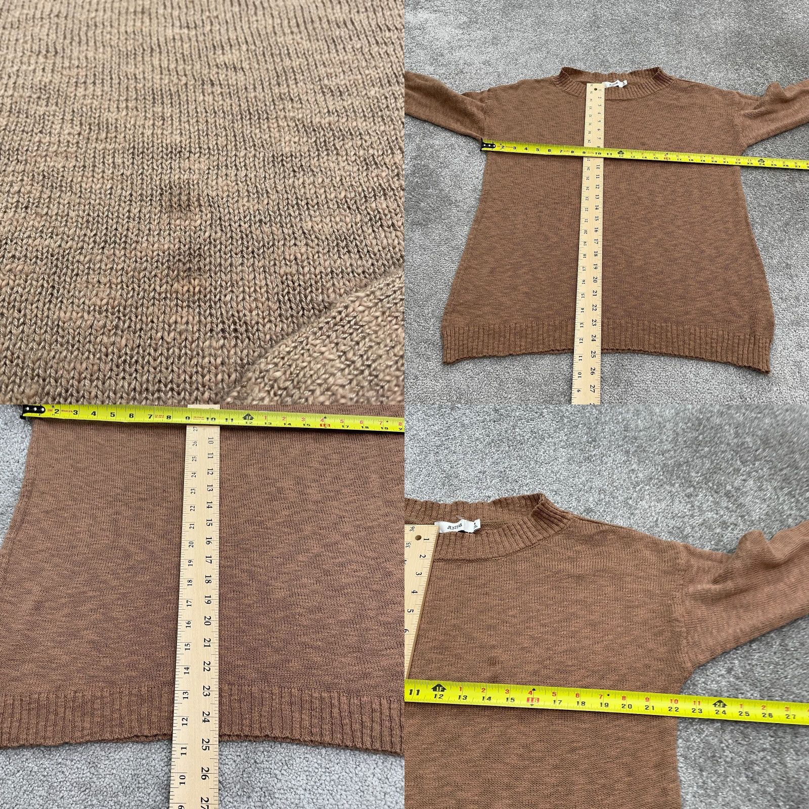 Vintage JustFab Womens Pullover Sweater M Brown Round Neck Knit Cotton Blend Casual Comfortable 90s? (no decade) Size M / US 6-8 / IT 42-44 - 8 Thumbnail