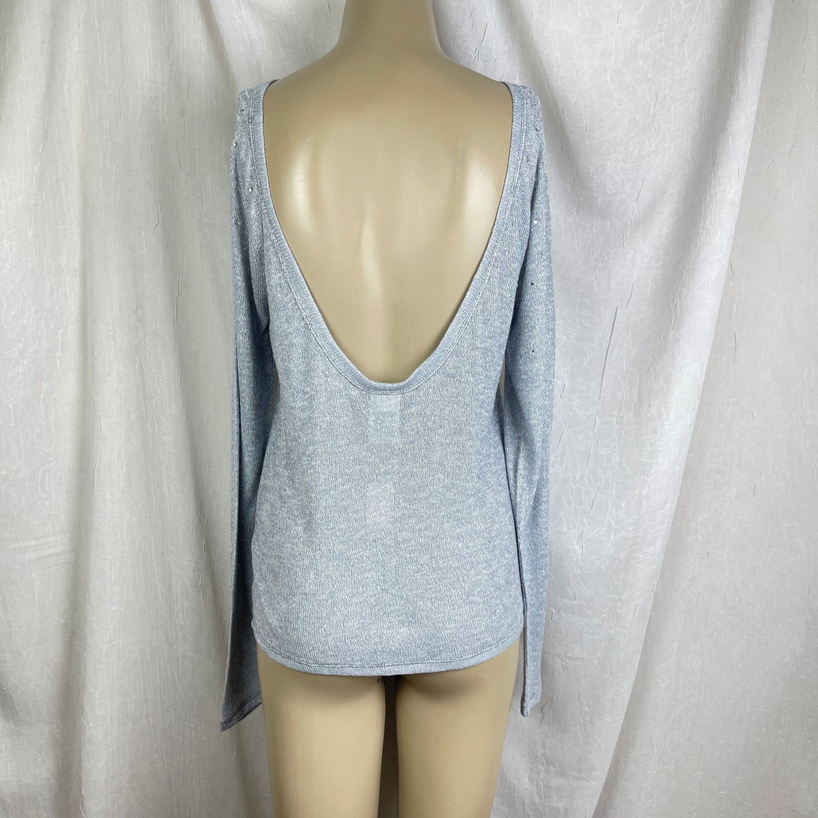 Pink Victoria’s Secret PINK Light Gray Scoop Back Slouchy Sweater Size XS / US 0-2 / IT 36-38 - 7 Thumbnail